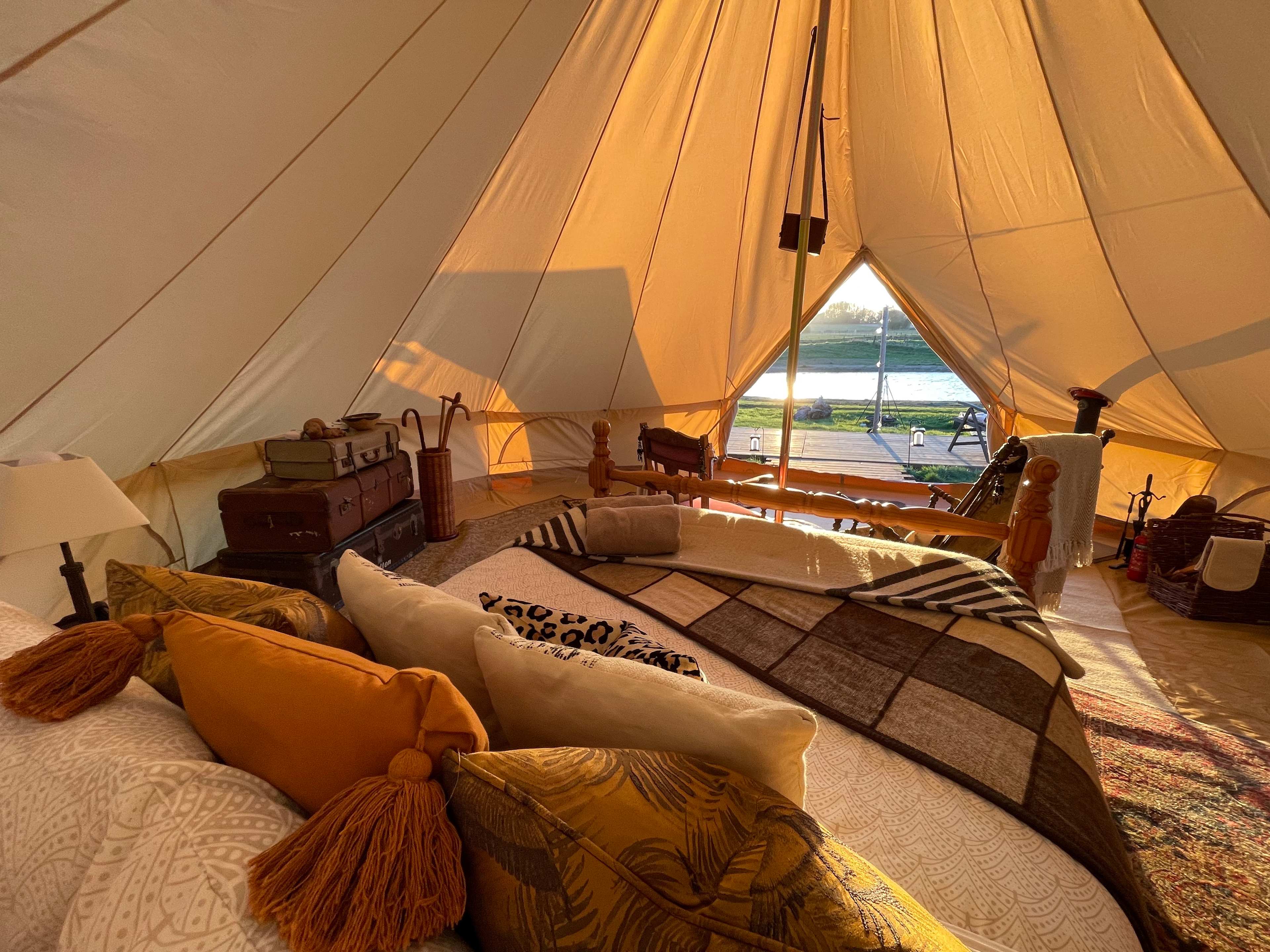 View of pond from bed