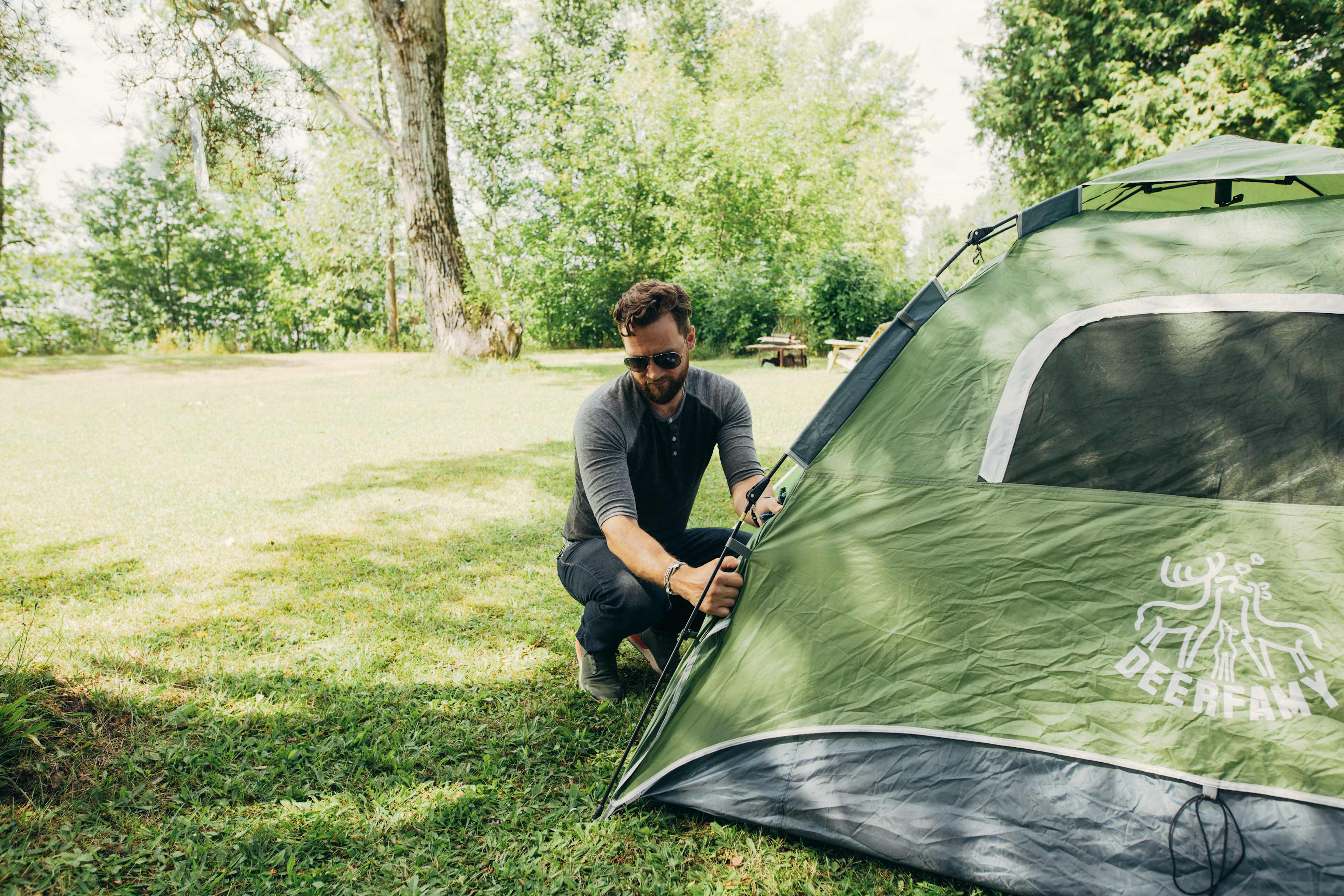 Setting up our tent
