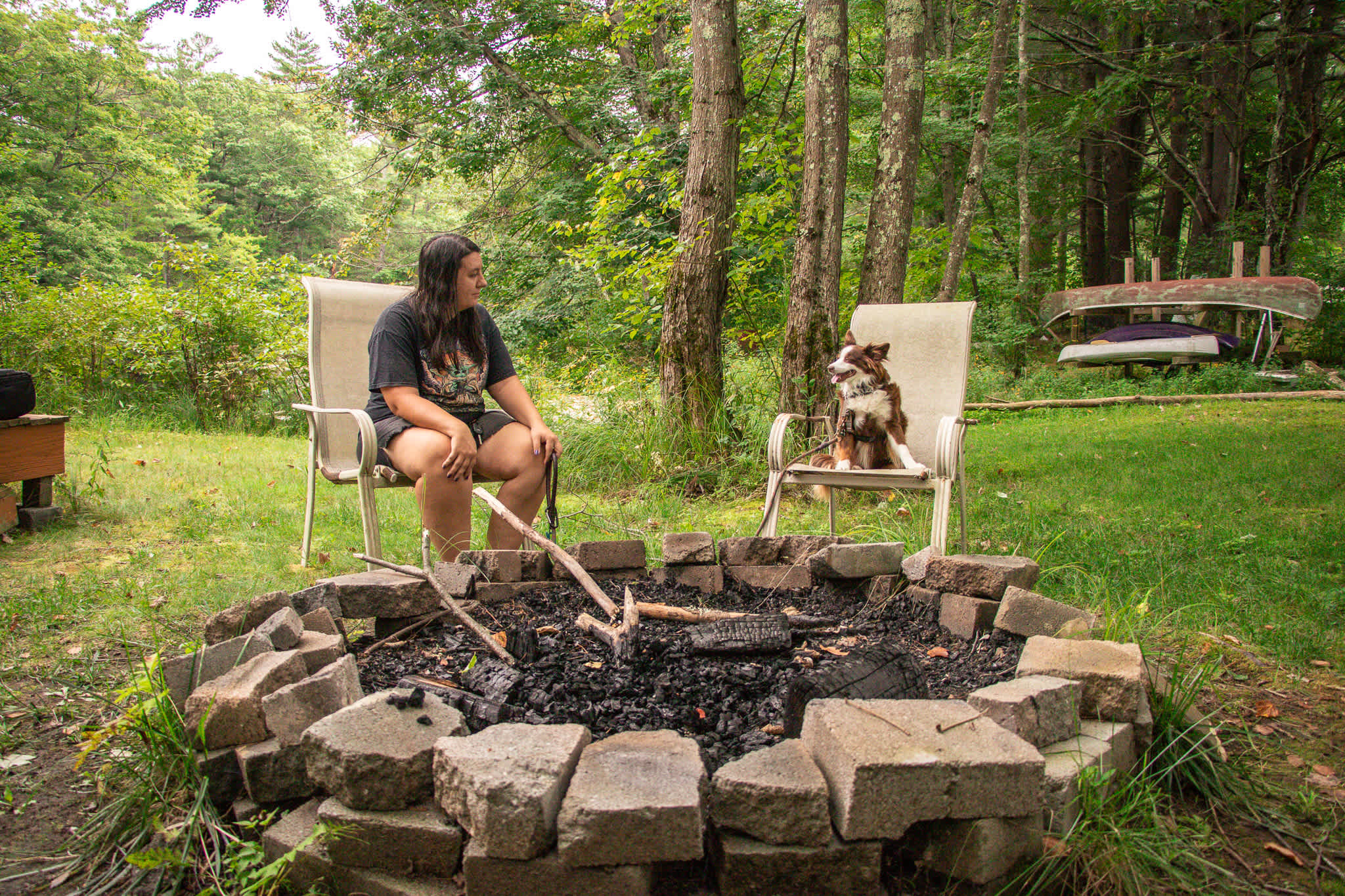 There is a large fire pit