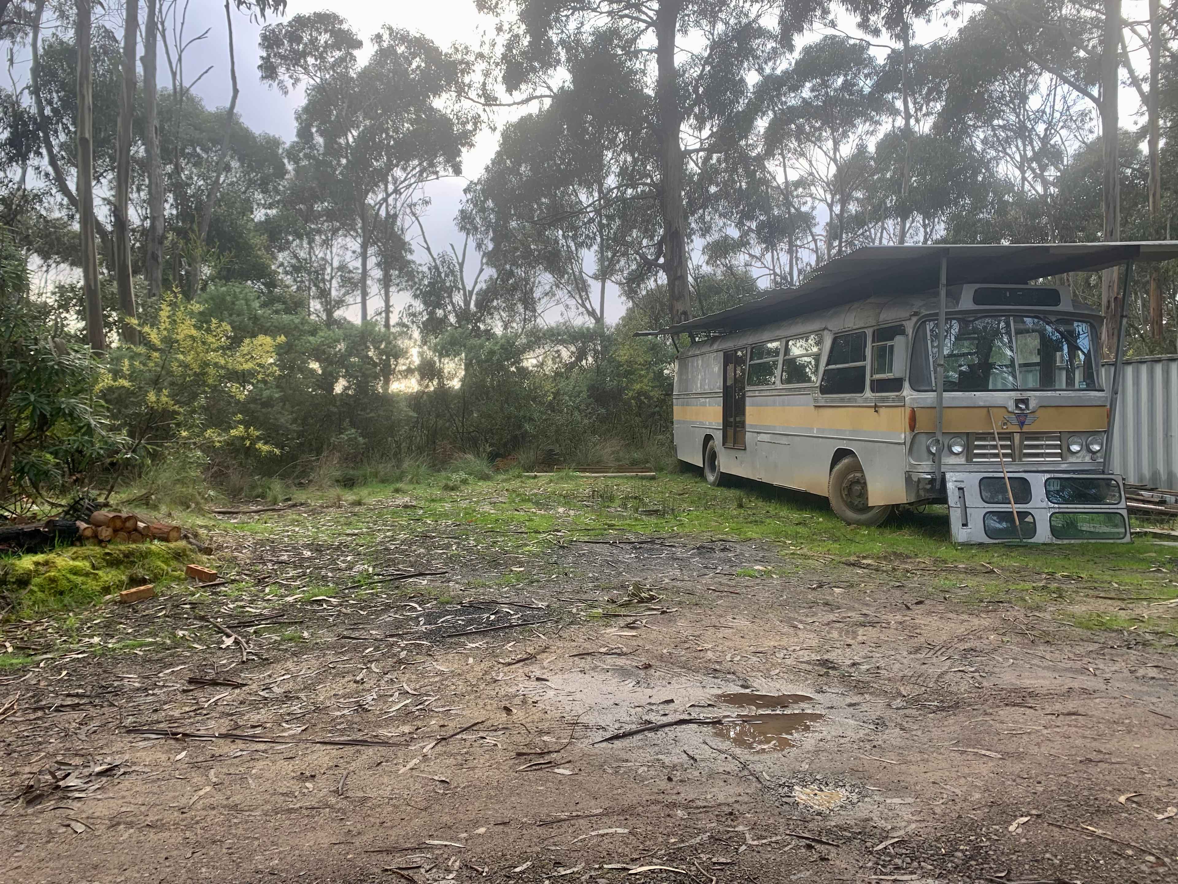 Parking or camping spot next to bus 