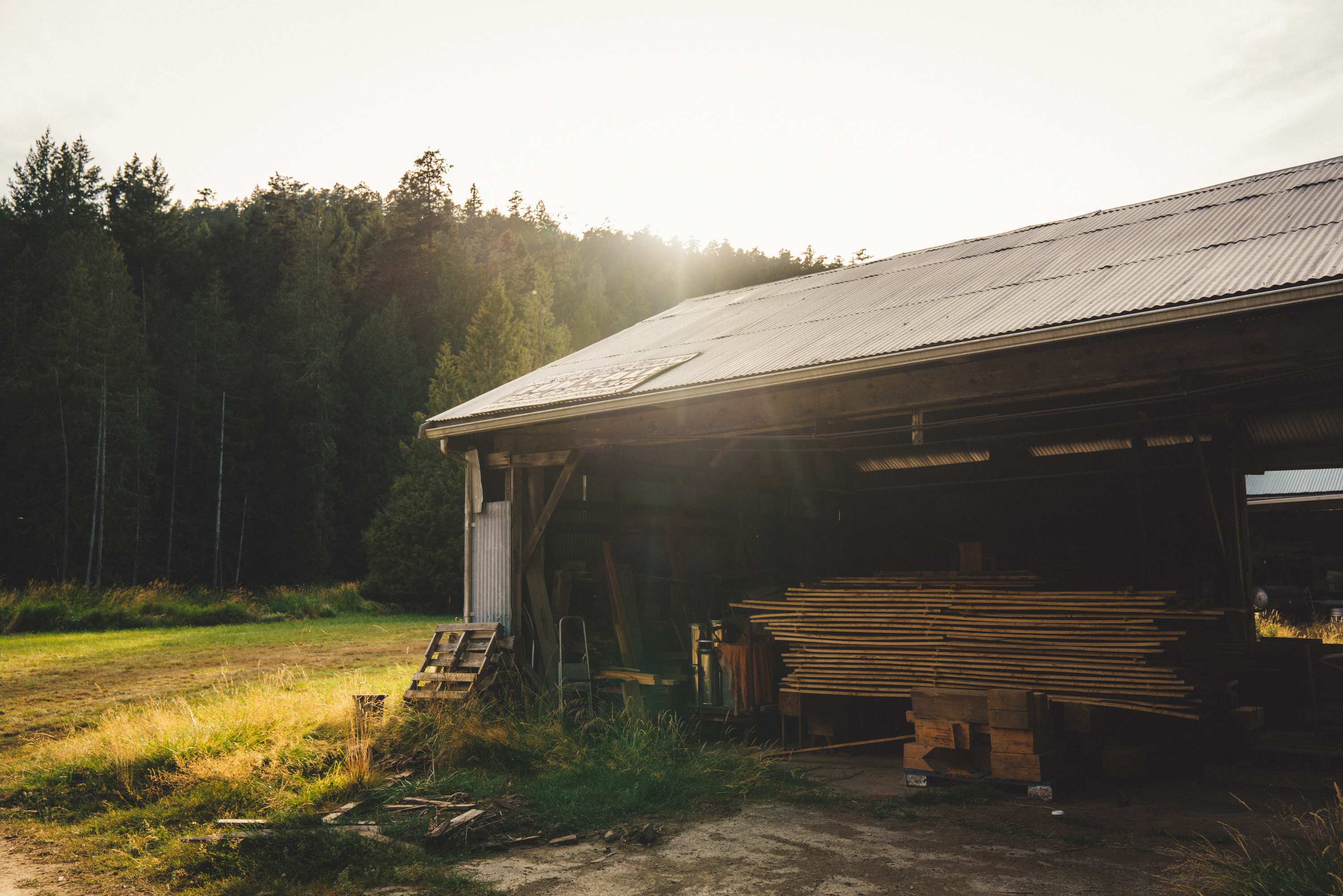 The barns bordering the former airstrip. 