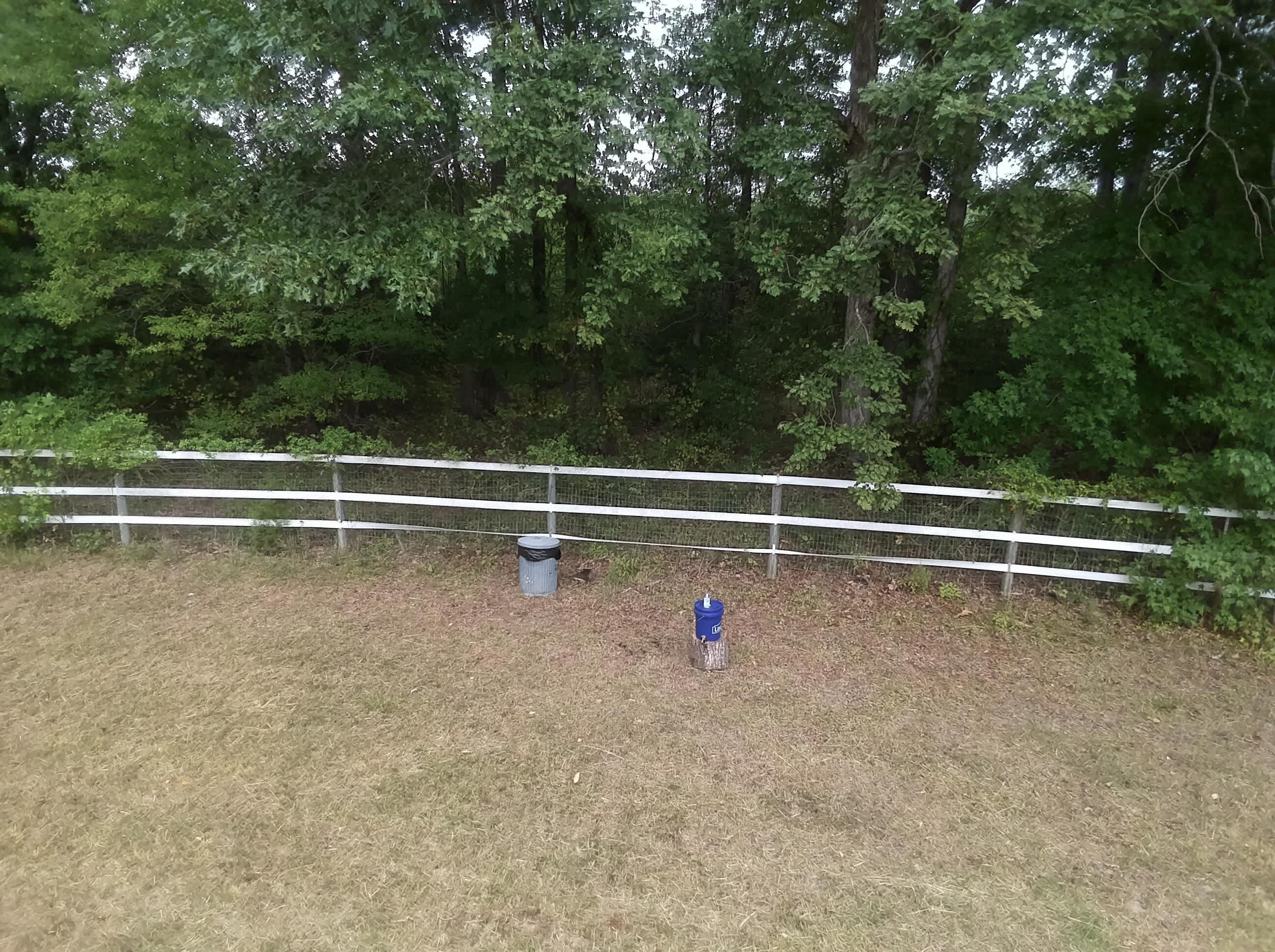 Site number 1 with our handwashing station and trashcan.