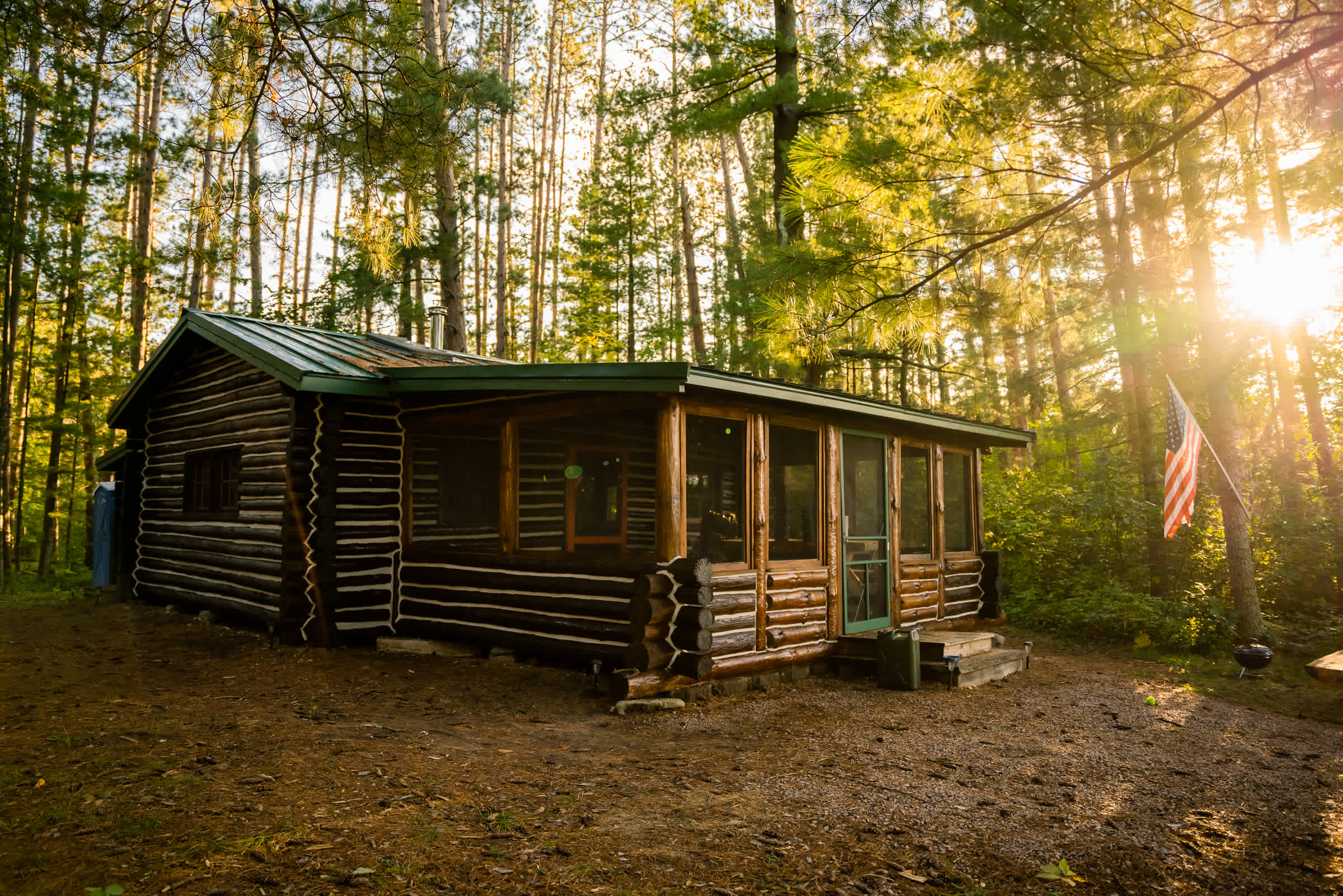 The cabin gets gorgeous evening light.