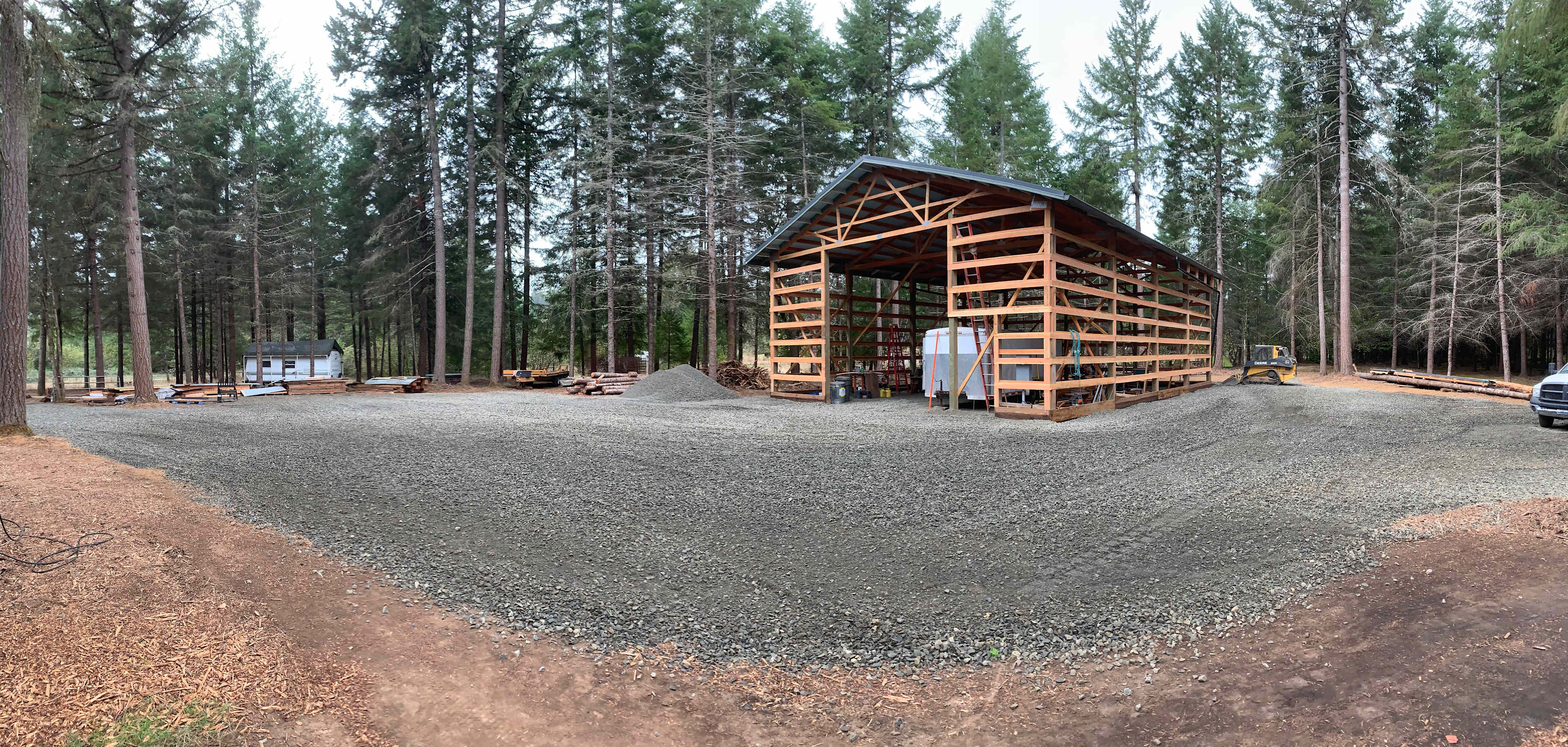 Progress shot of the new art workshop, we cut and milled all of the wood ourselves here on site. Very exciting and lots of hard work!