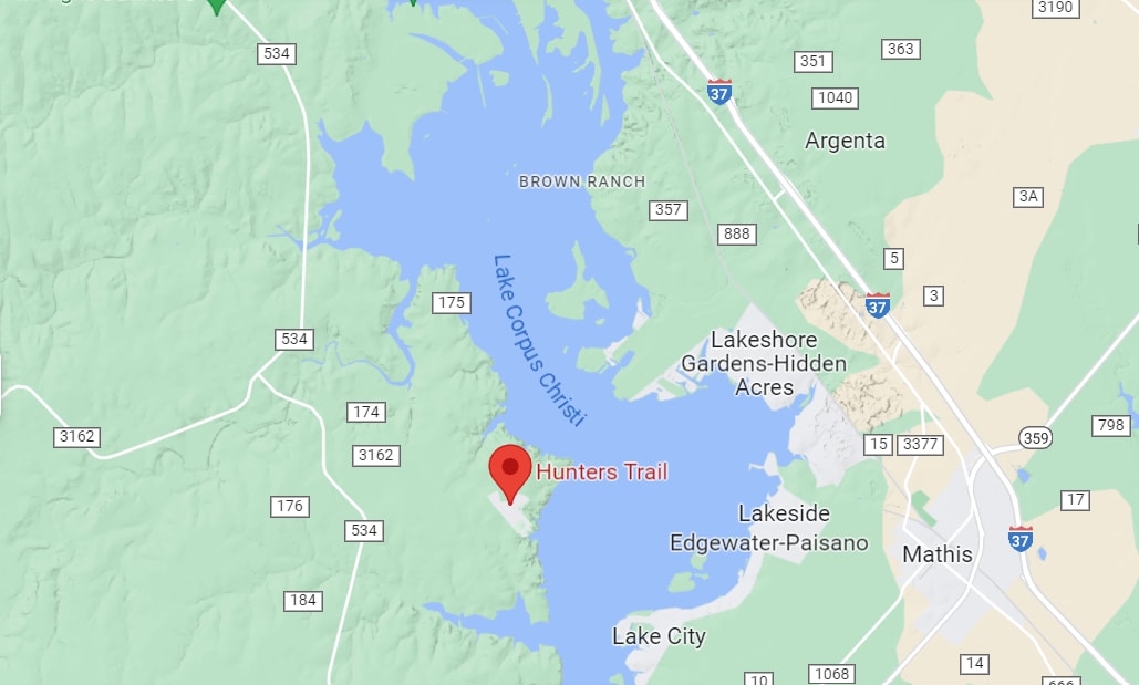 Lake Corpus Christi terrain map