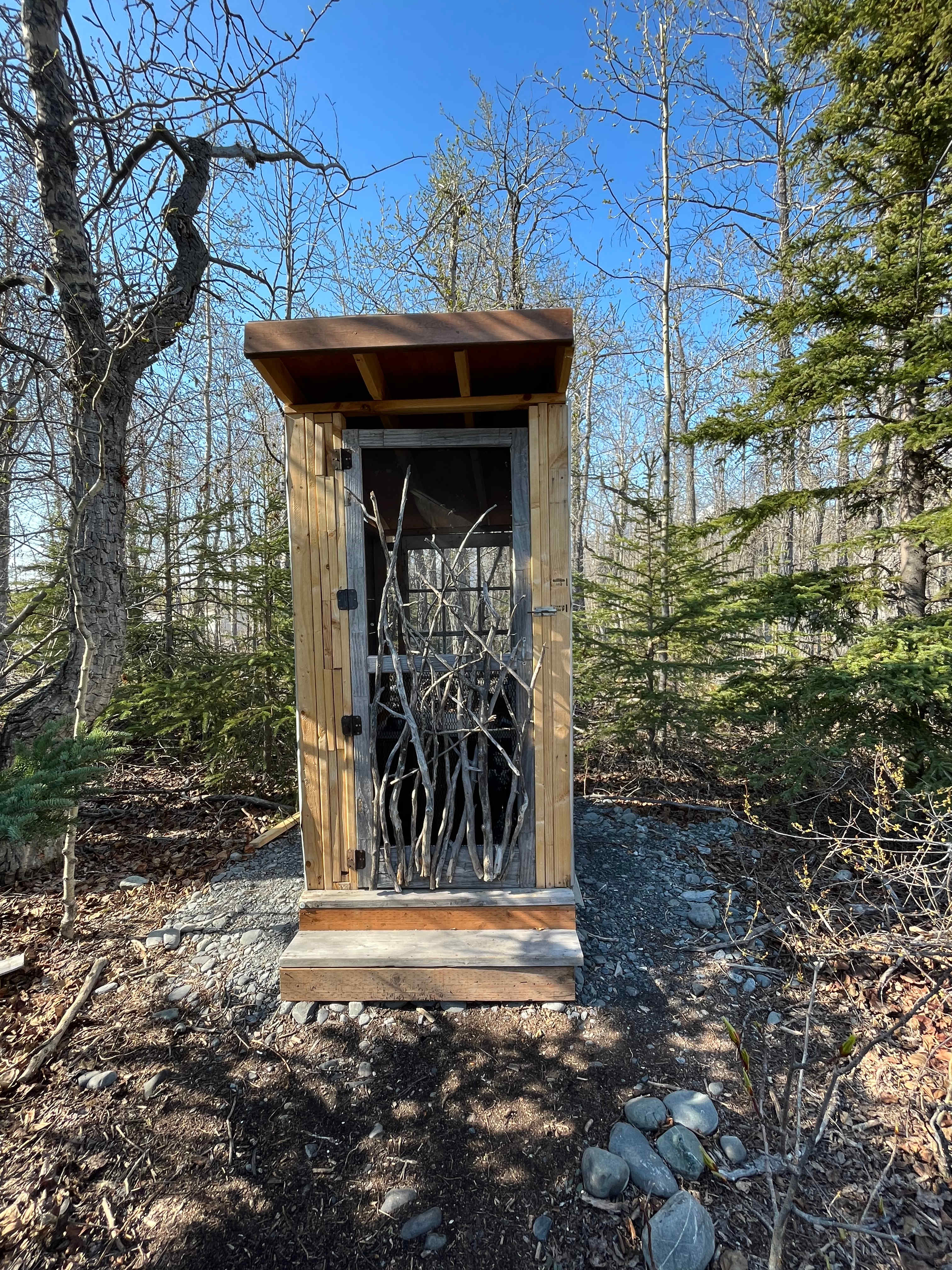 Outside of the outhouse. 