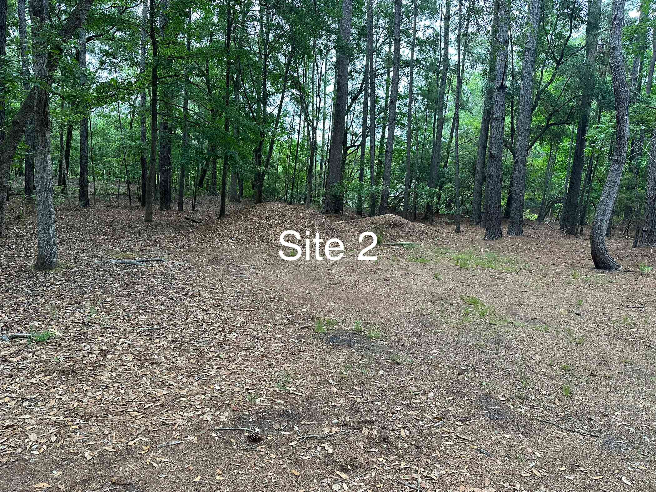 Site 2 has access to power and shares fire-pit with site 1.