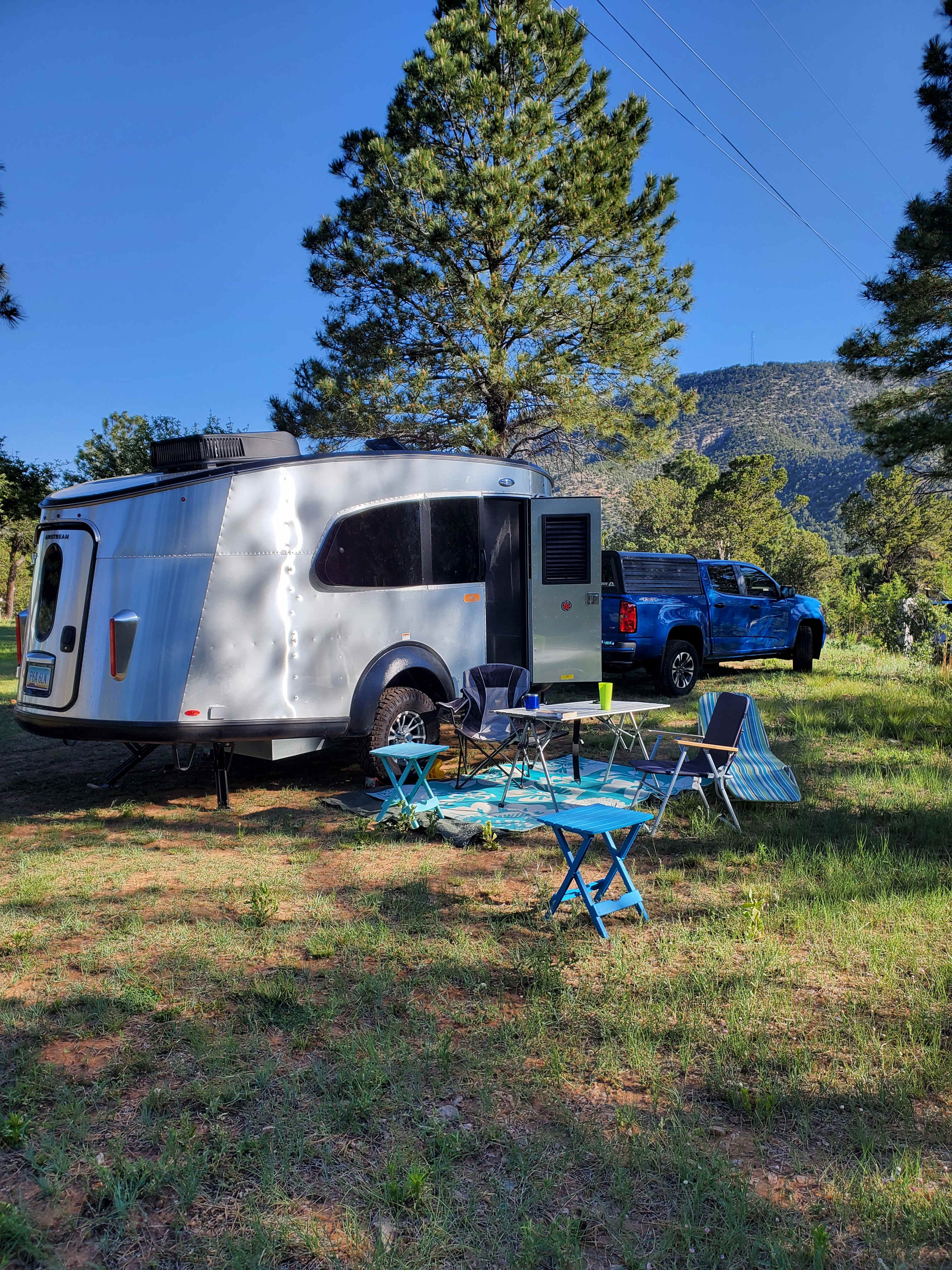 Camp set up. 20 foot trailer. Plenty of space to sit and chill.