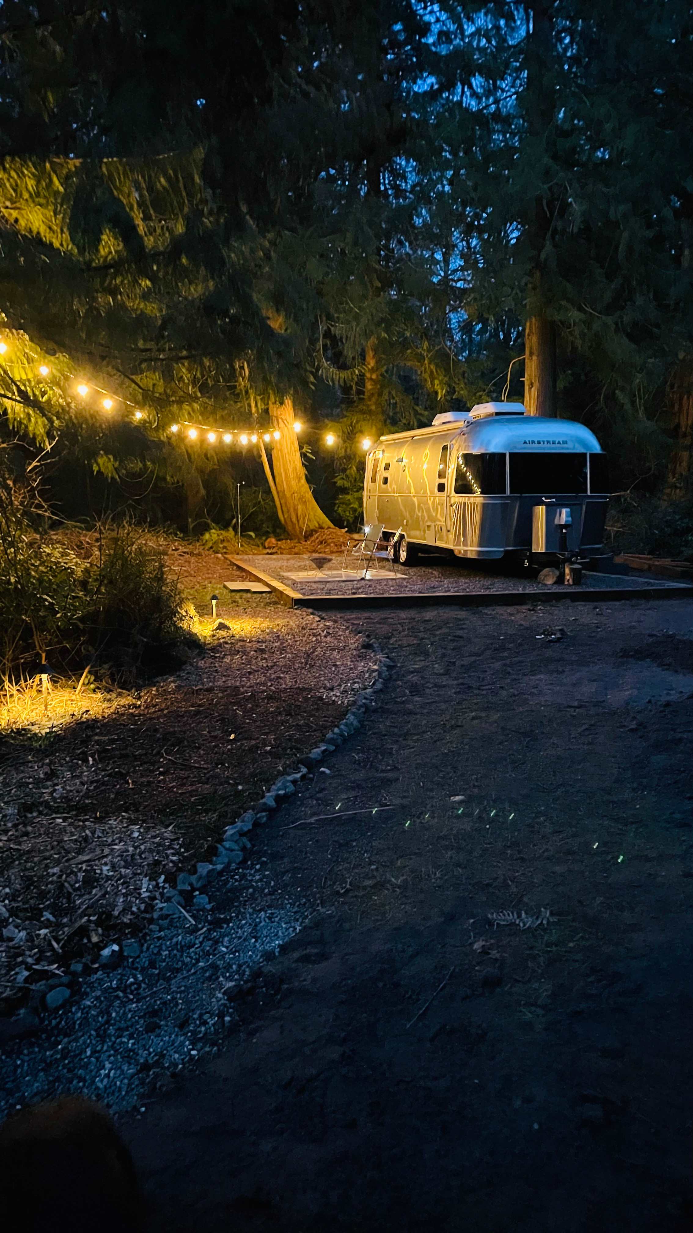 View from the house path towards the airstream.