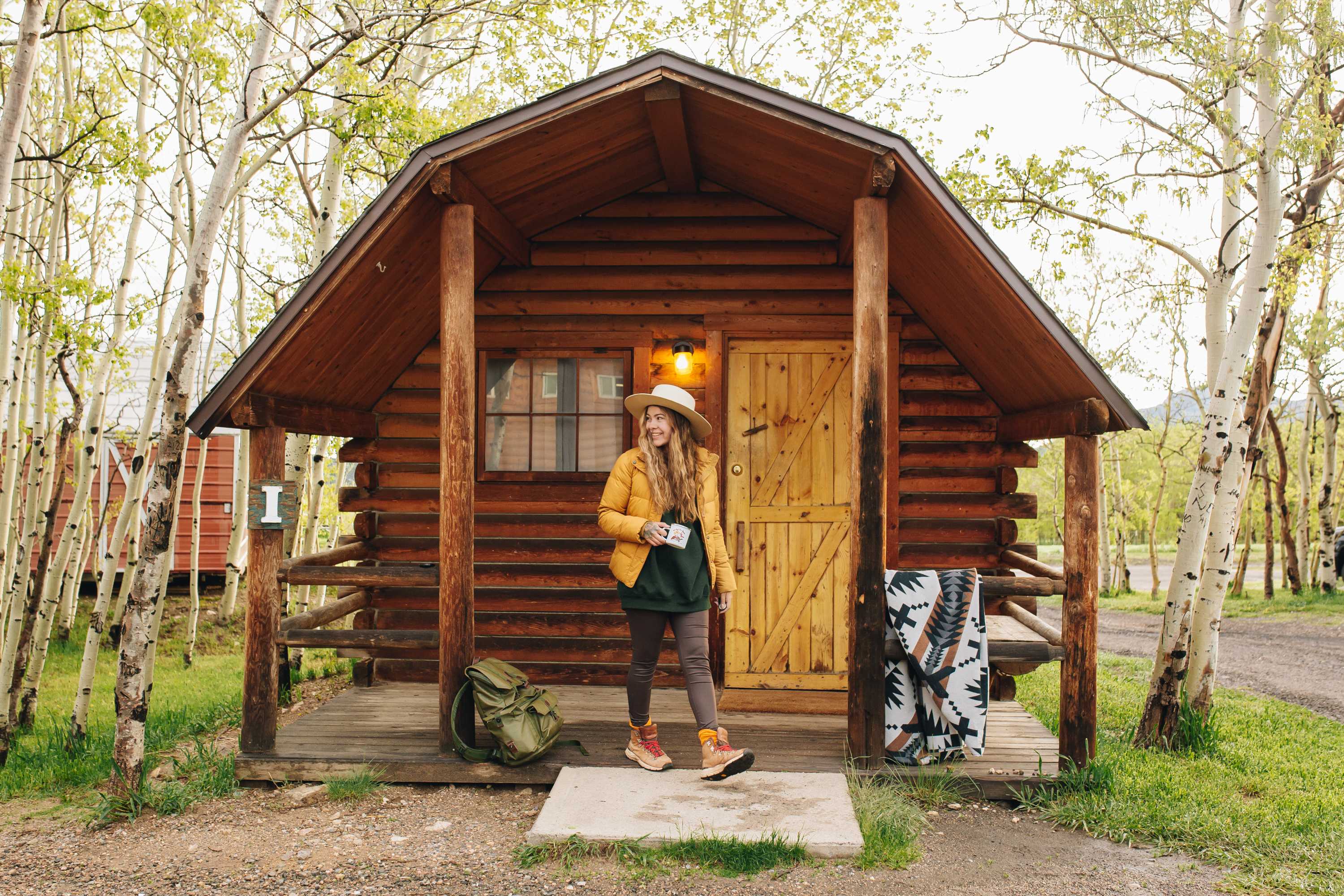 Front of cabin - situated close to everything!