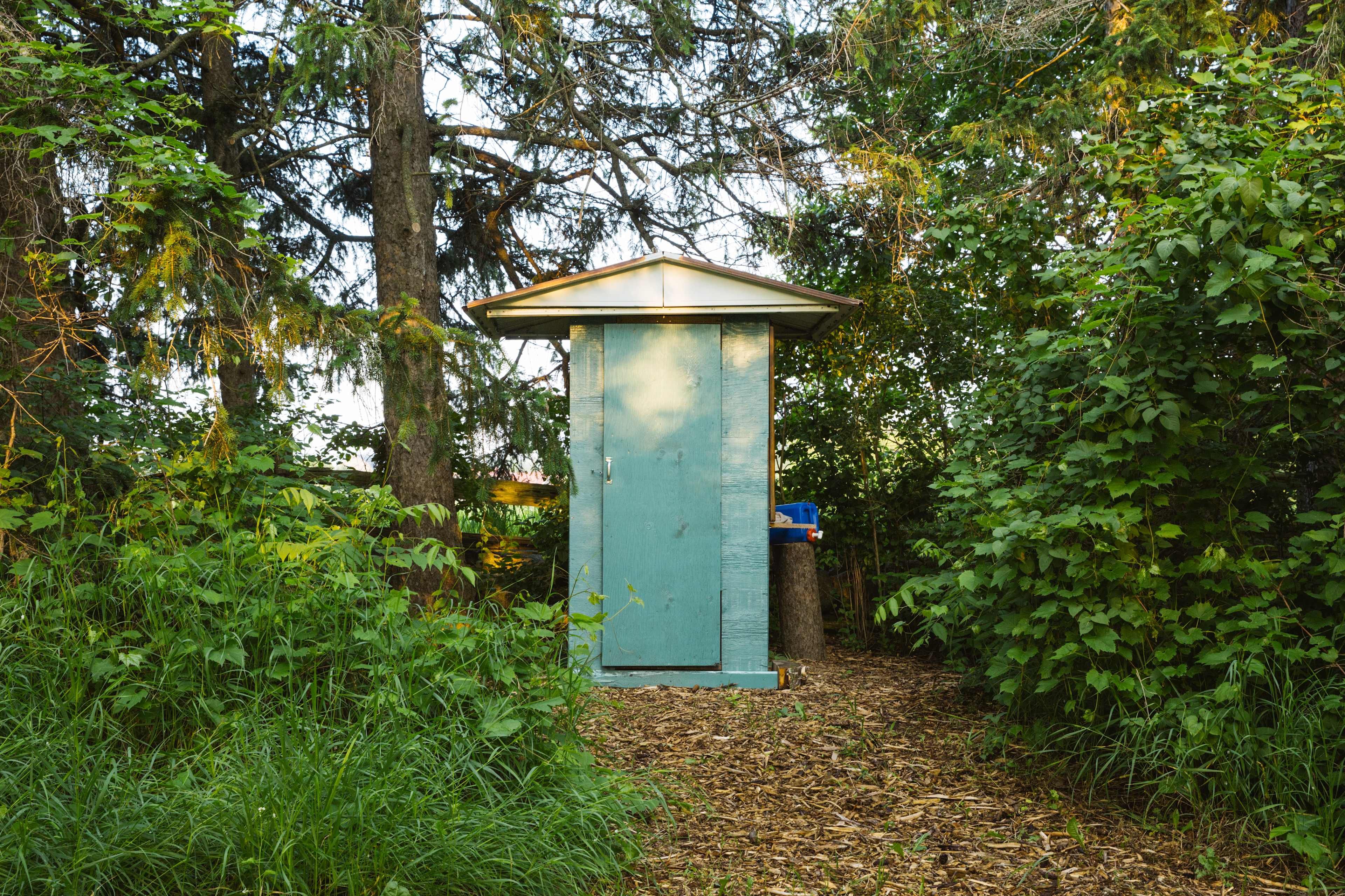 Stocked outhouse just a few steps from camp.