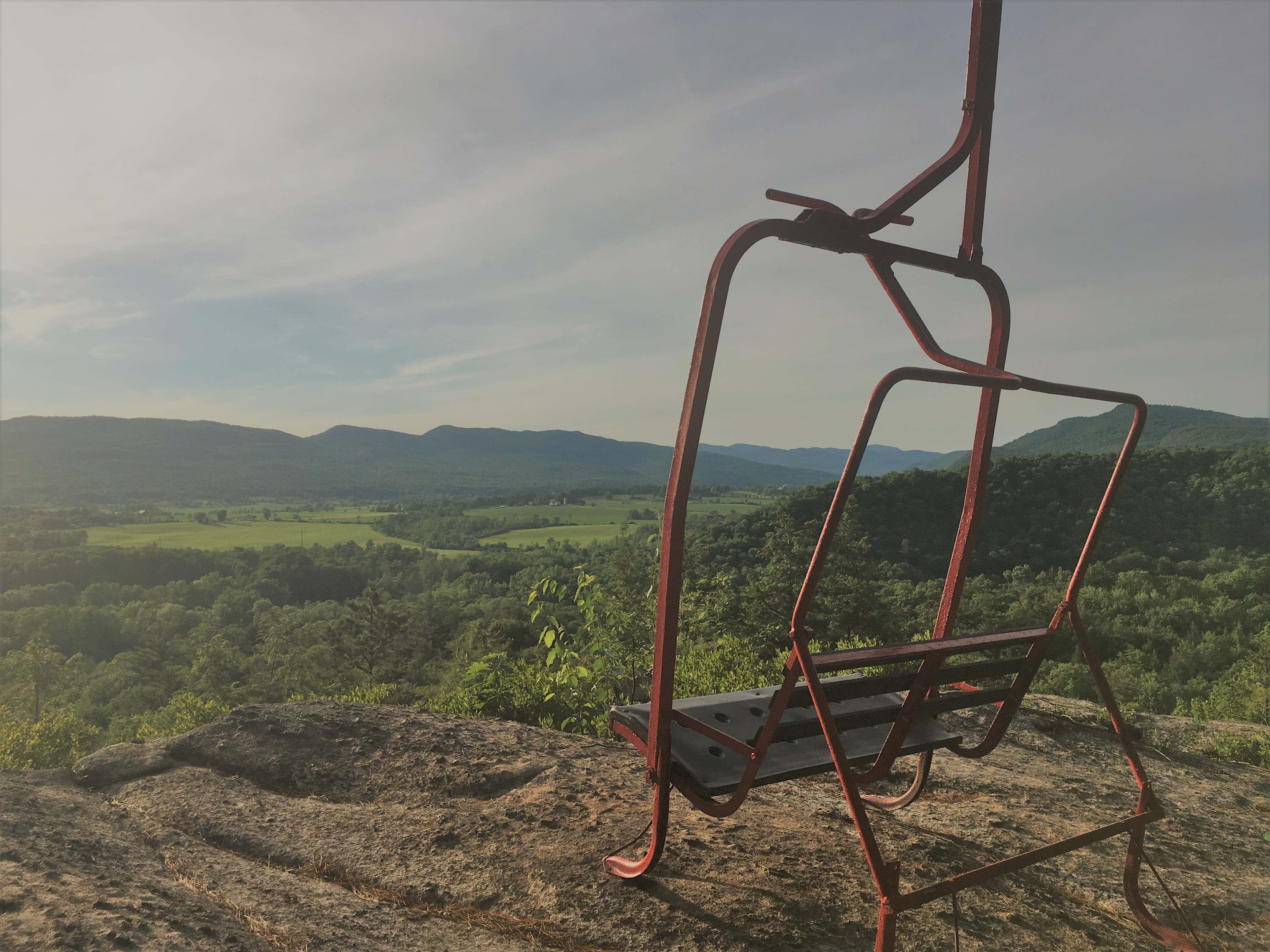 Half mile hike up to chairlift overlooking Adirondack Mountains