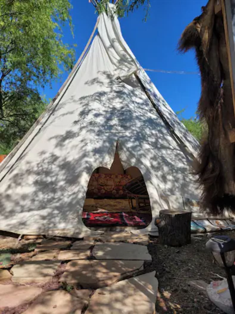 door open to tipi