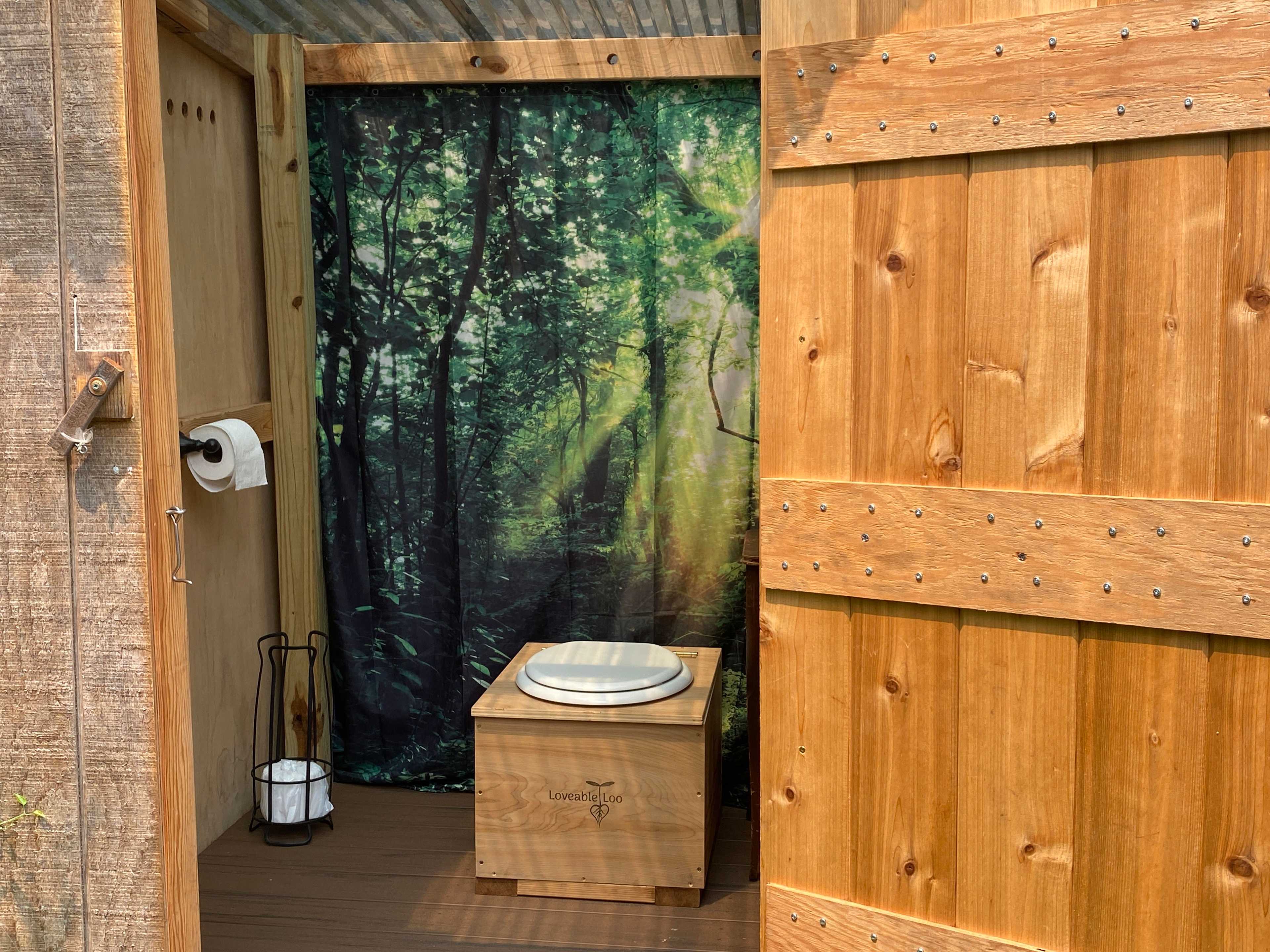 Spacious compost toilet just a few feet outside of the Yurt.