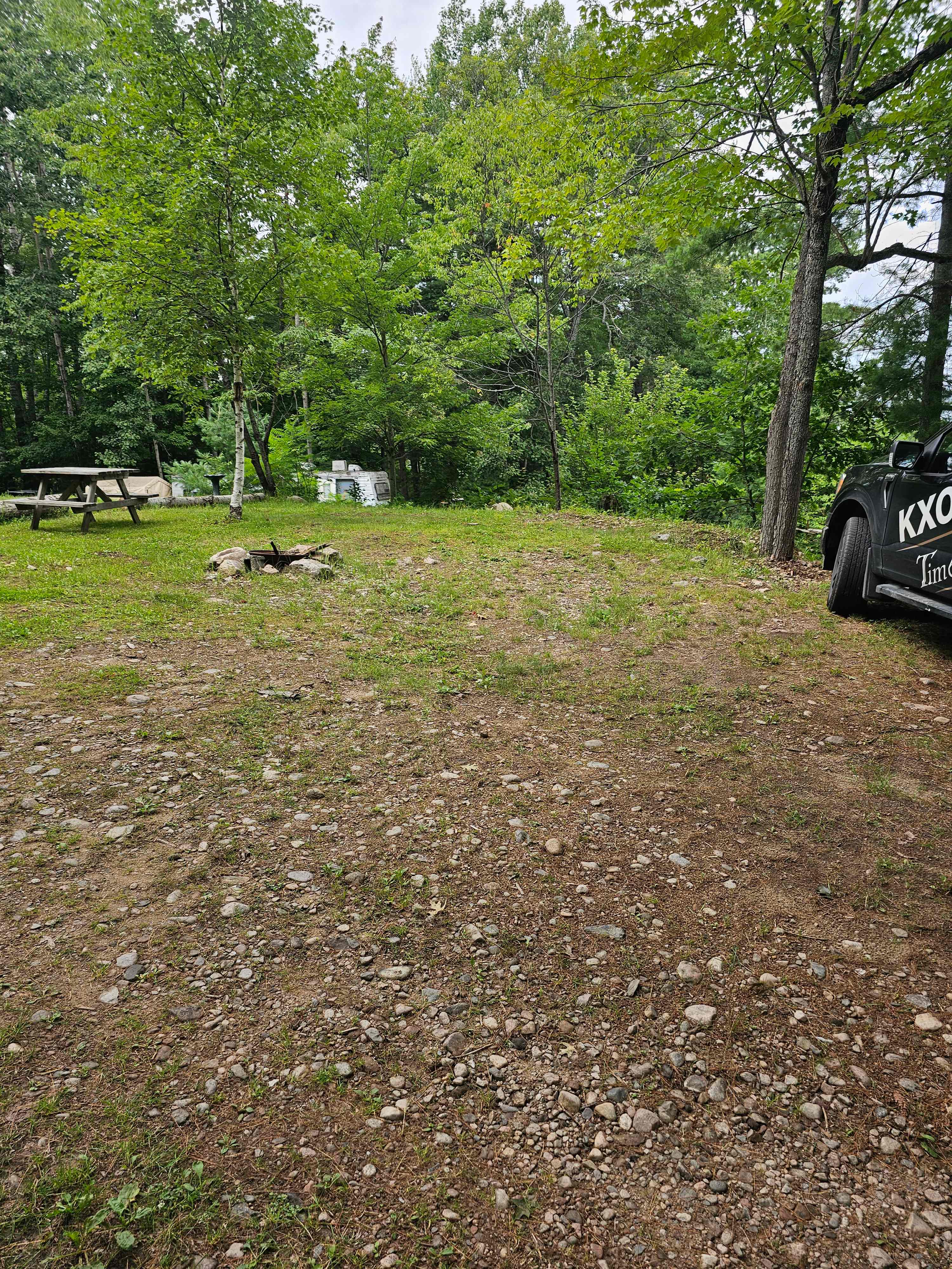 Small open site, with a fire pit. 