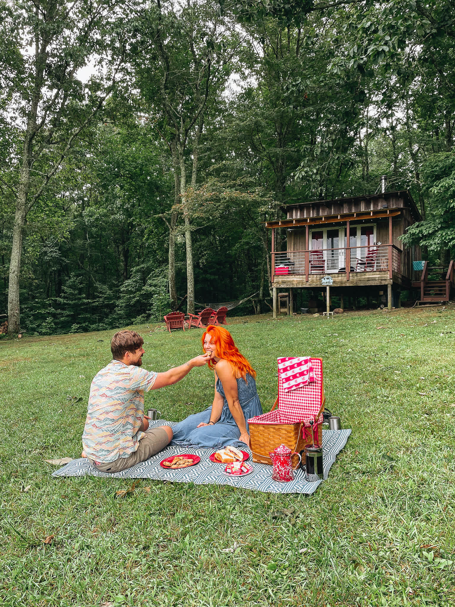 A picnic with the basket they provided!