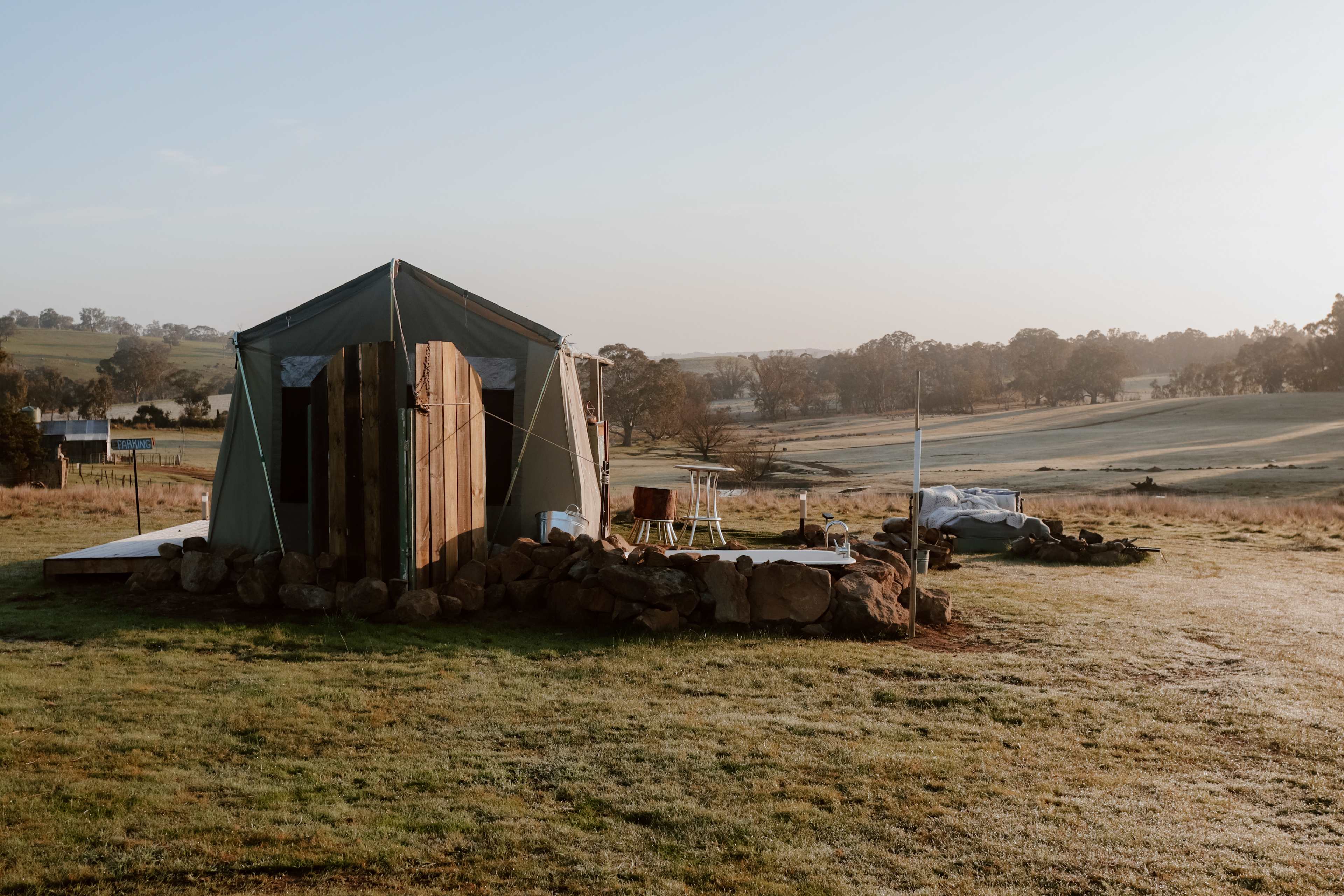 Pitched canvas tent 1