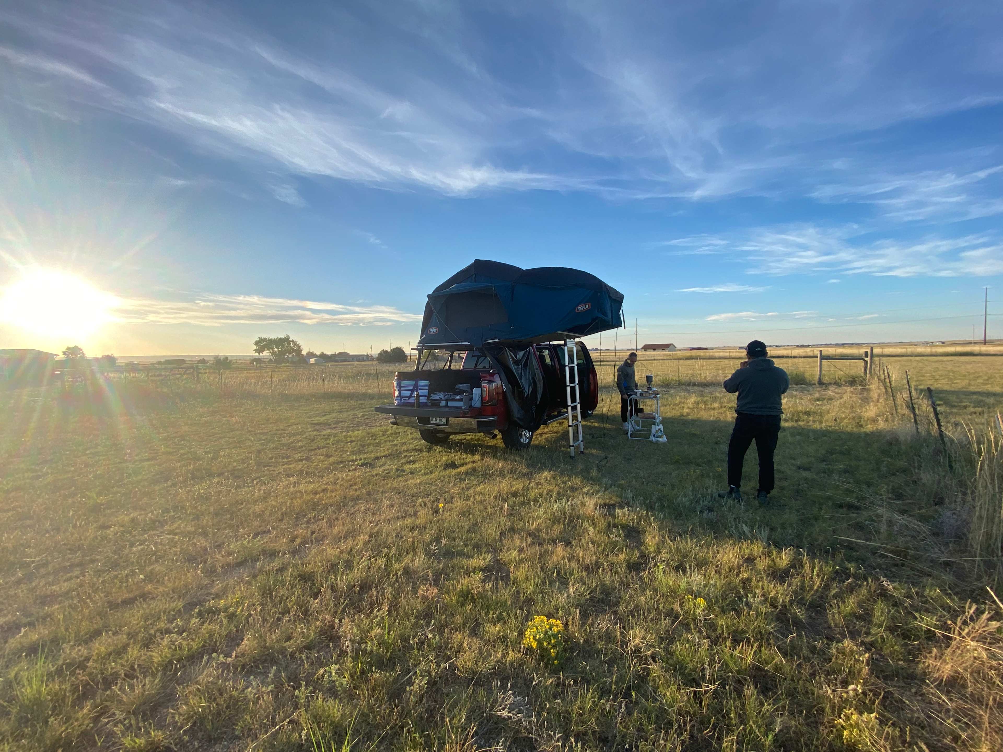 Flat prairie with open sky.