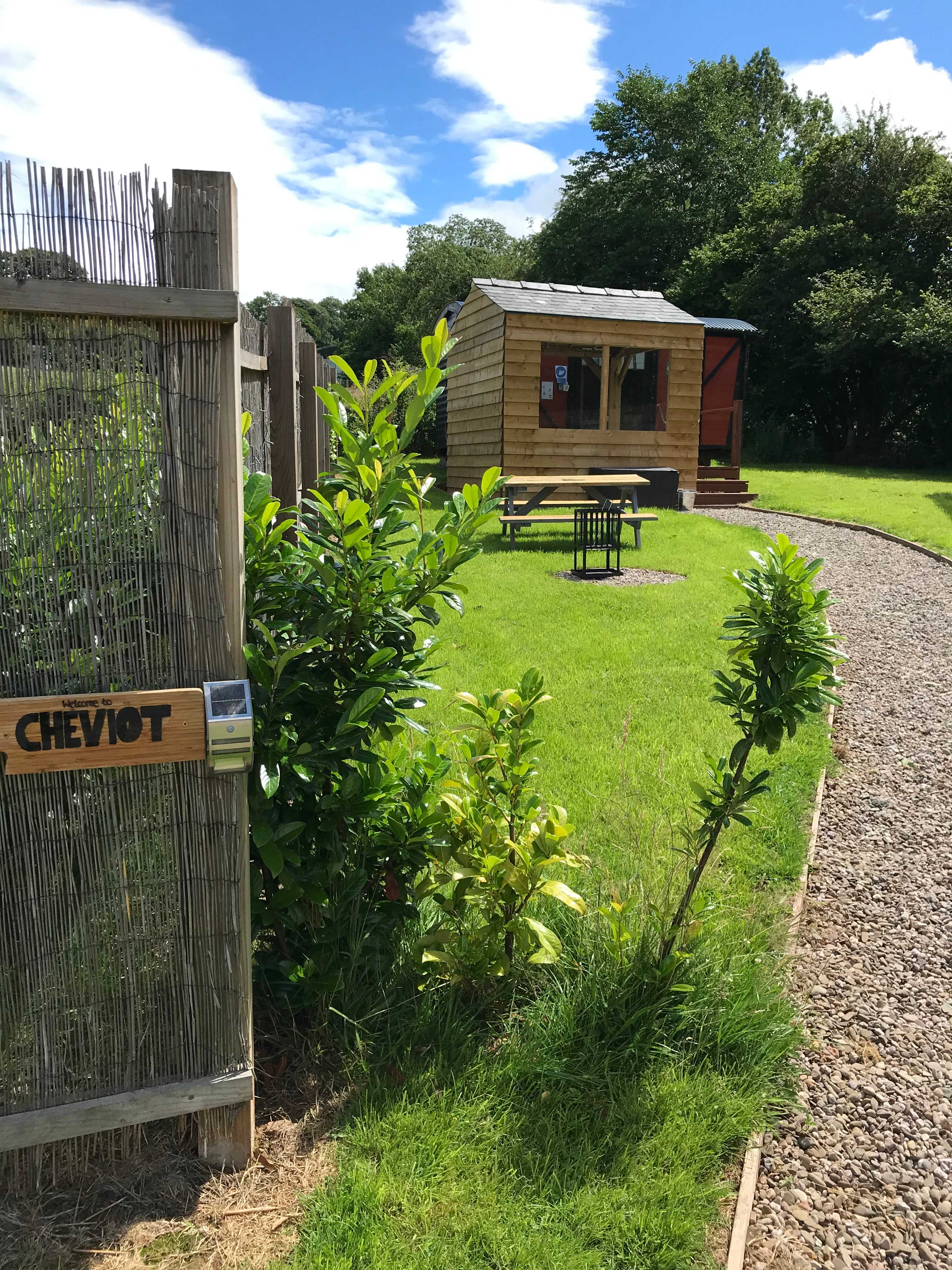 Private garden with fire pit supplied free. fire packs available to purchase onsite. 