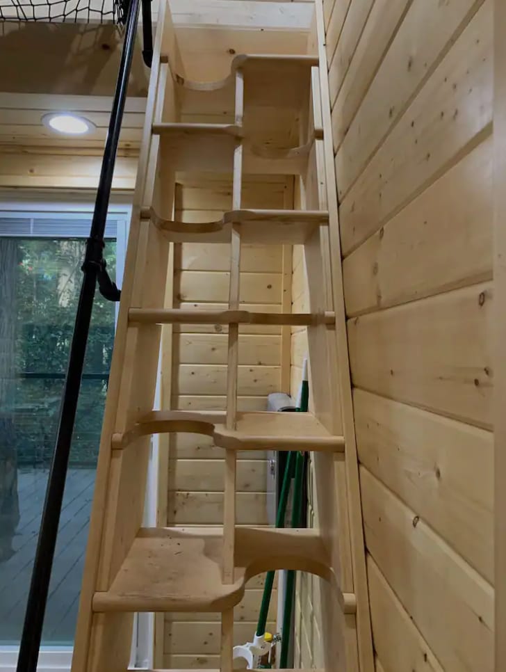 Steps up to the bedroom