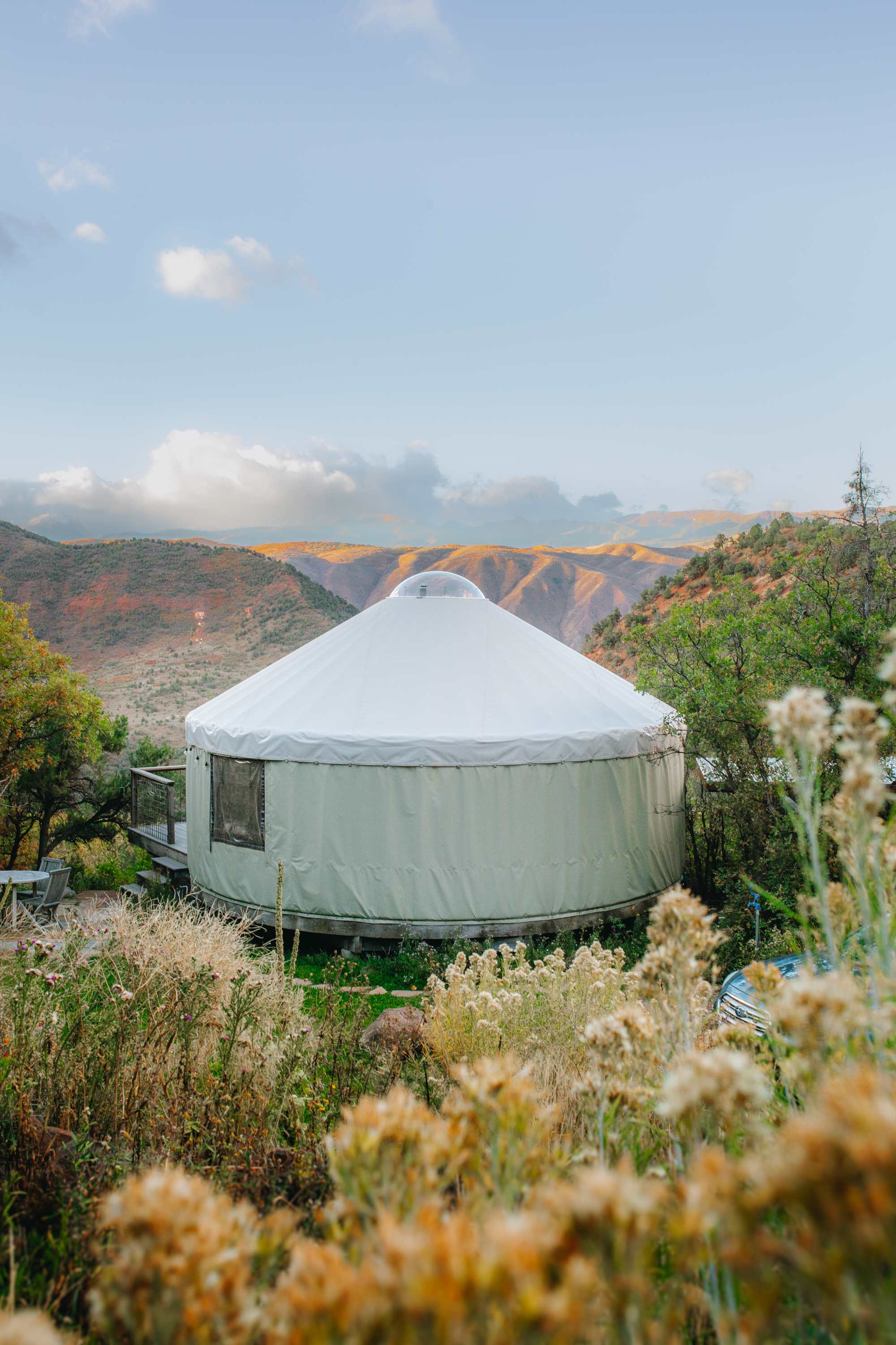 View of yurt with amazing views