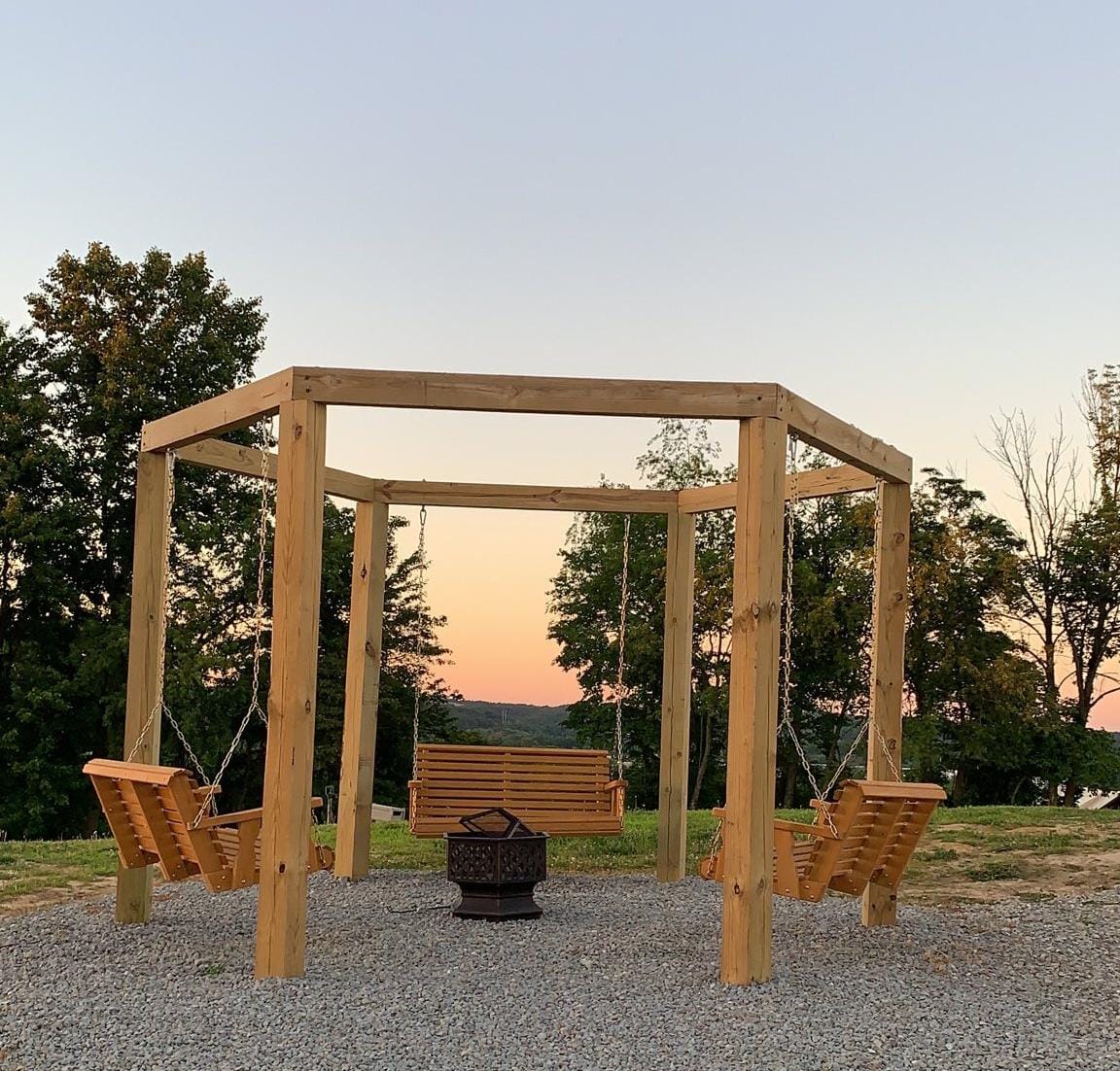 Beautiful view while you enjoy our swings at our community firepit.