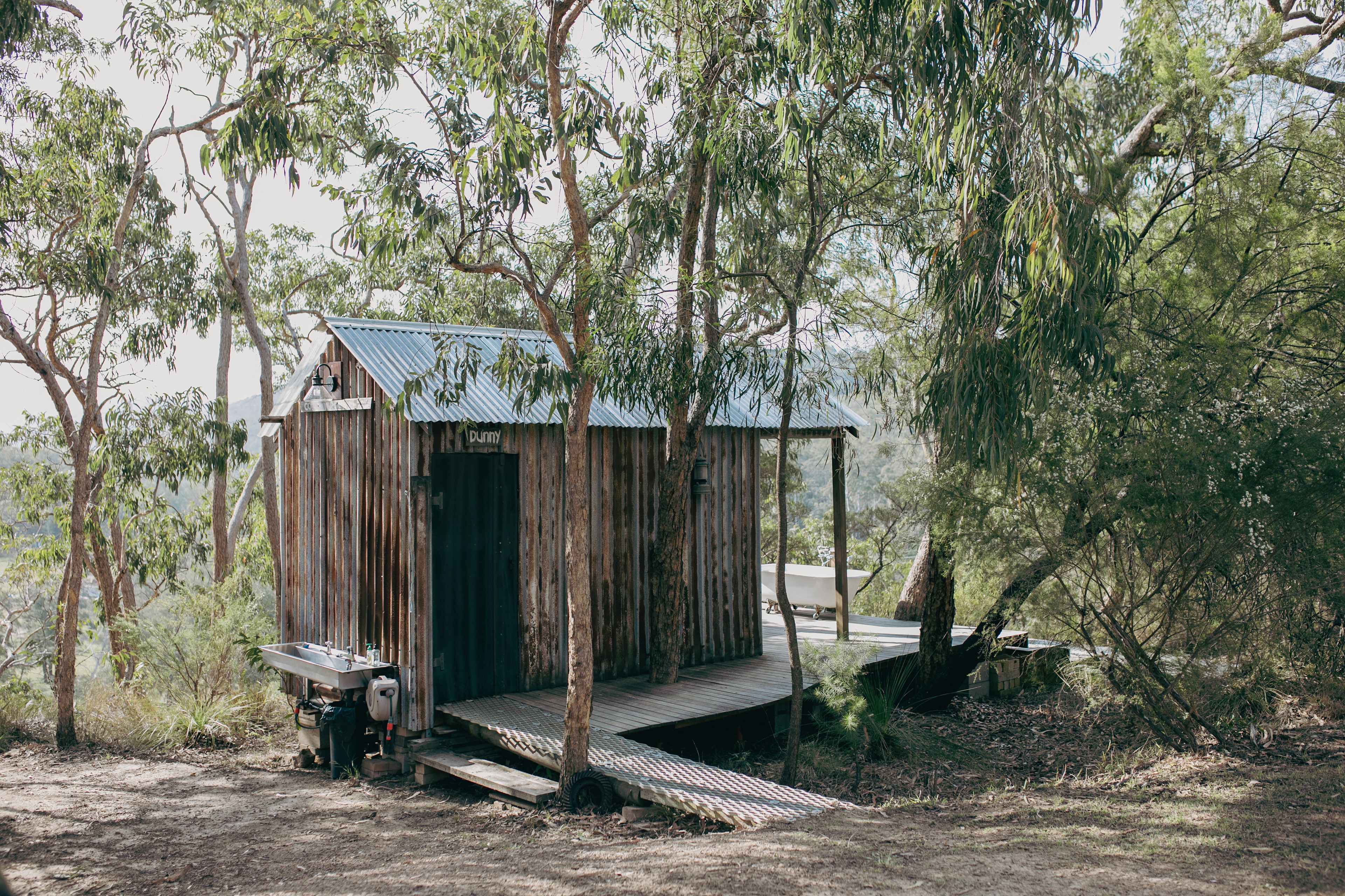 The cabin where the bathroom is located
