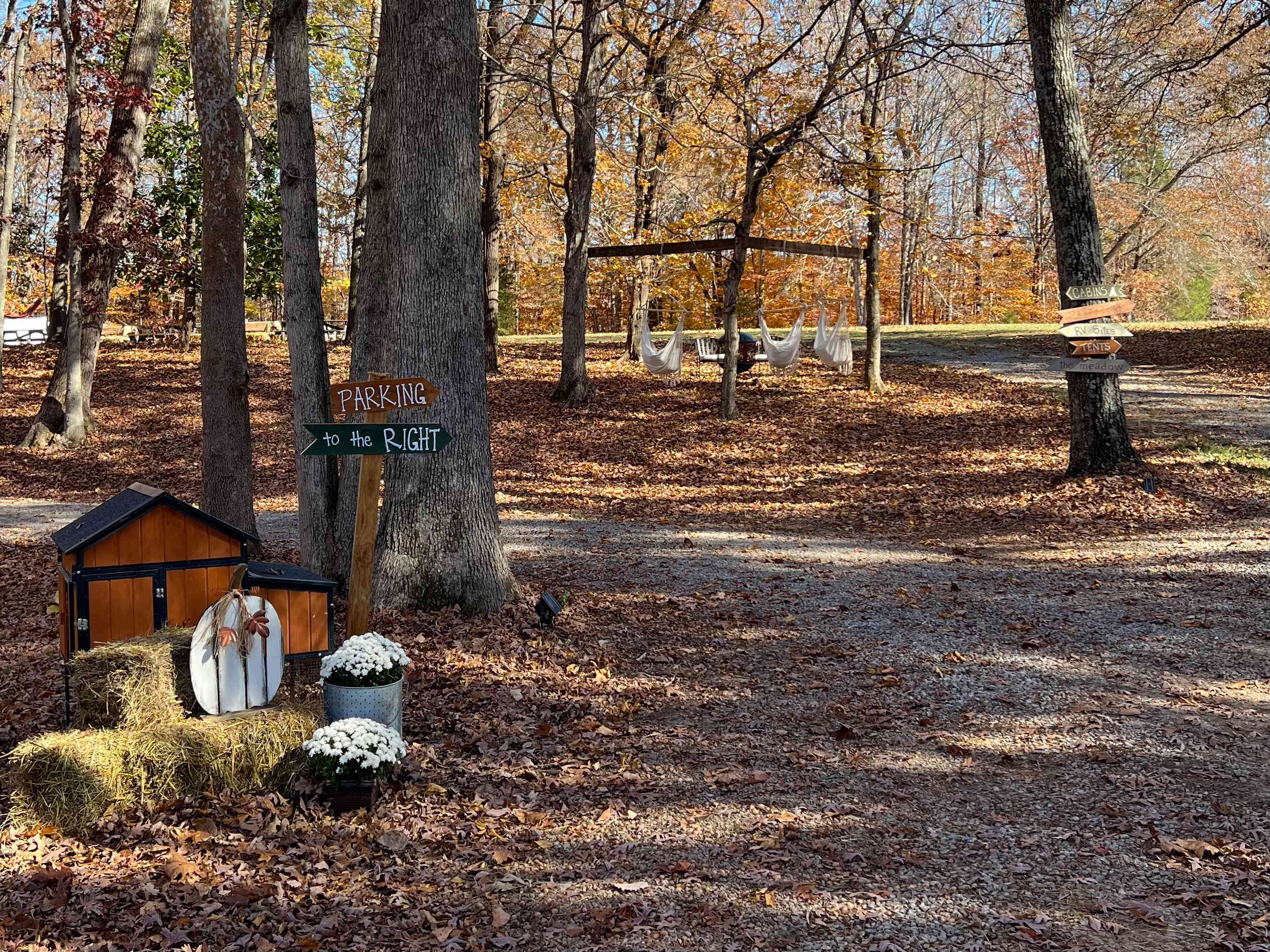 Clear, wide gravel driveways help guide you easily to your site.