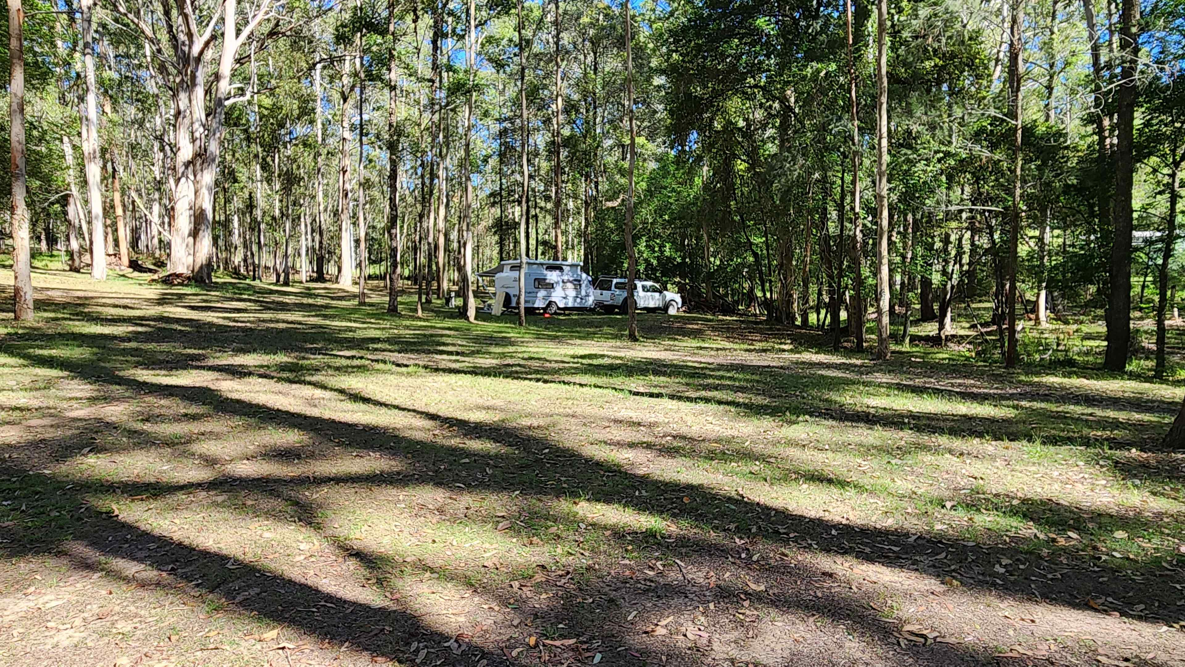 Site 2 (has more room for a bigger set up)  looking toward our camp at Site 1 (plenty of room for a small van)