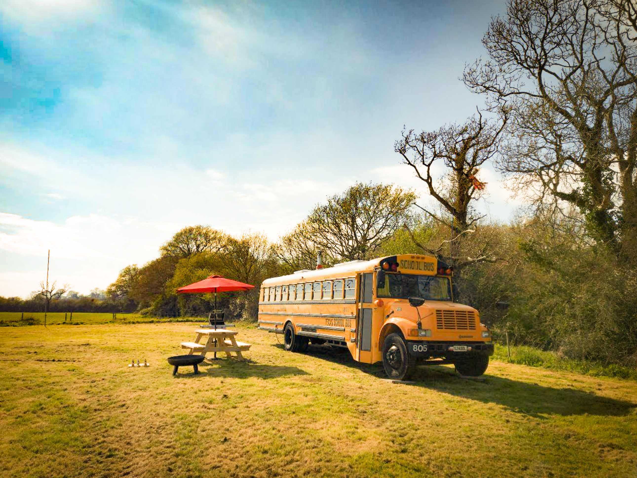 American School Bus with Hot Tub!