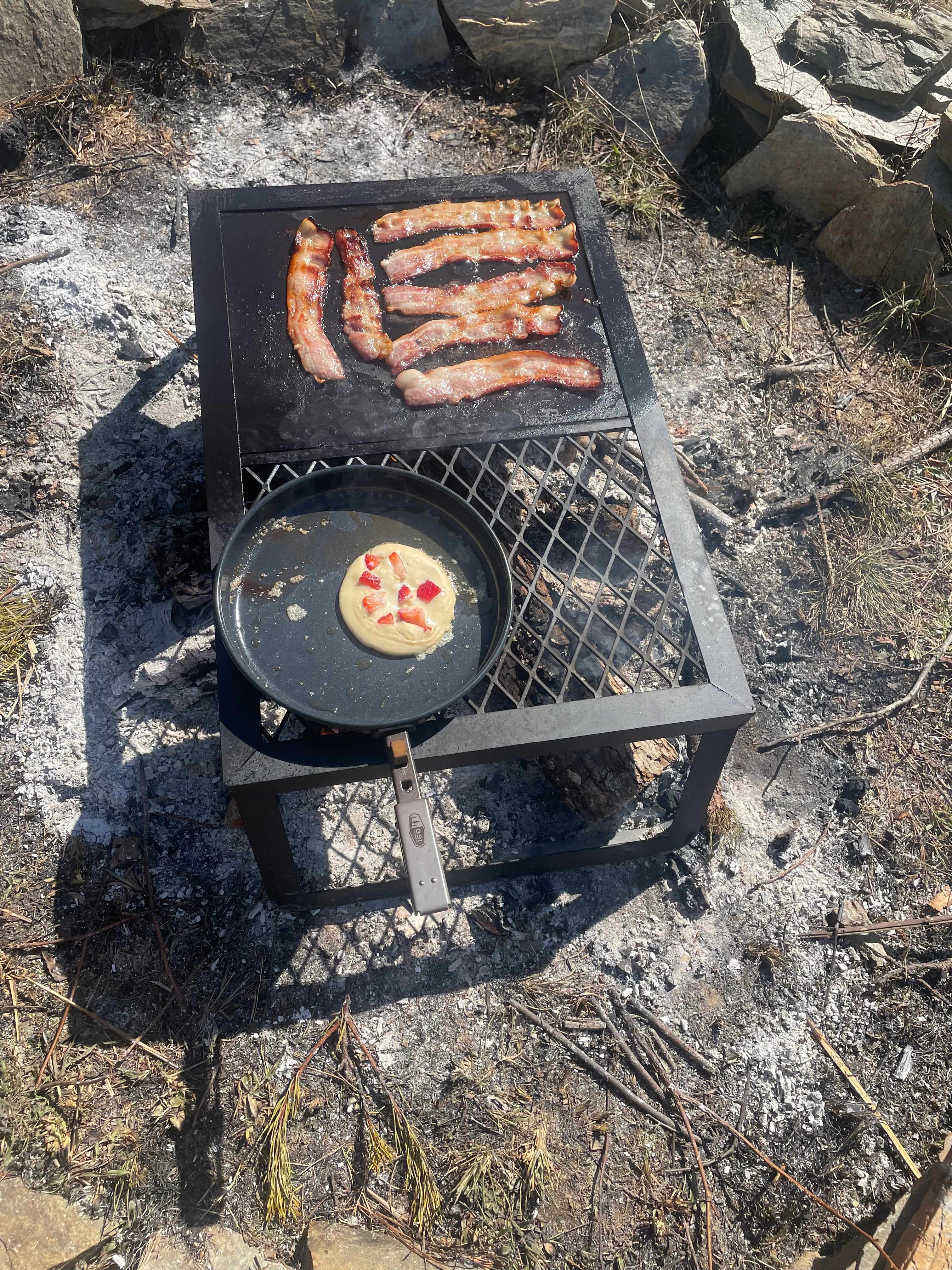 Large fire pit perfect for cooking