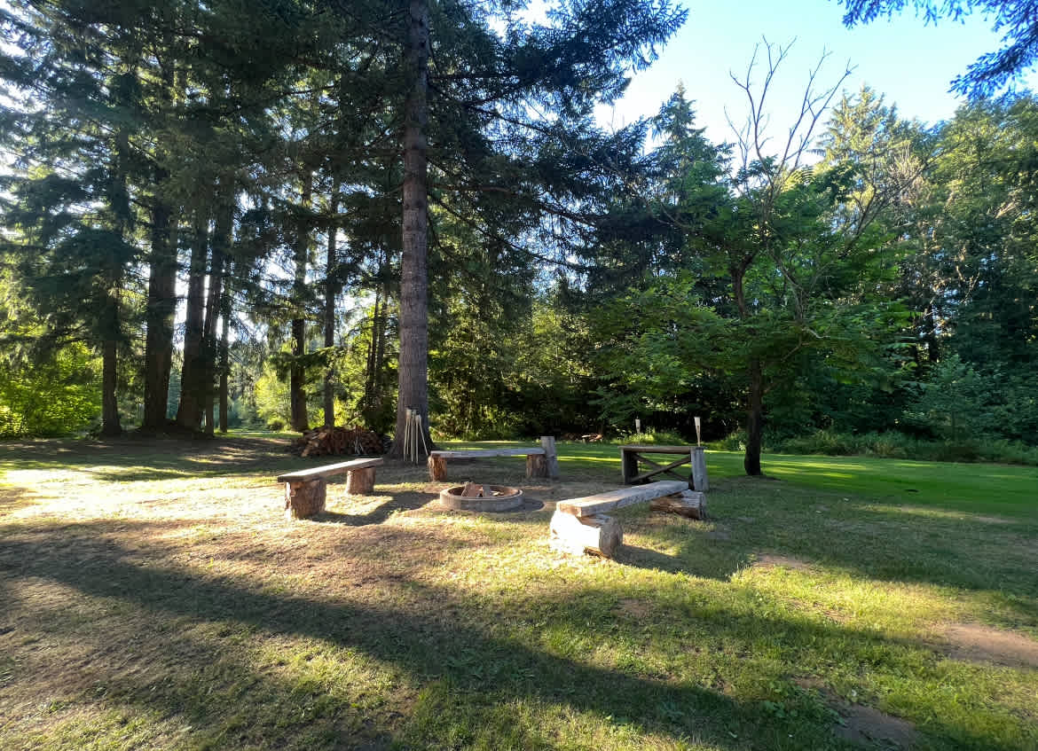 Seating area with firepit. 