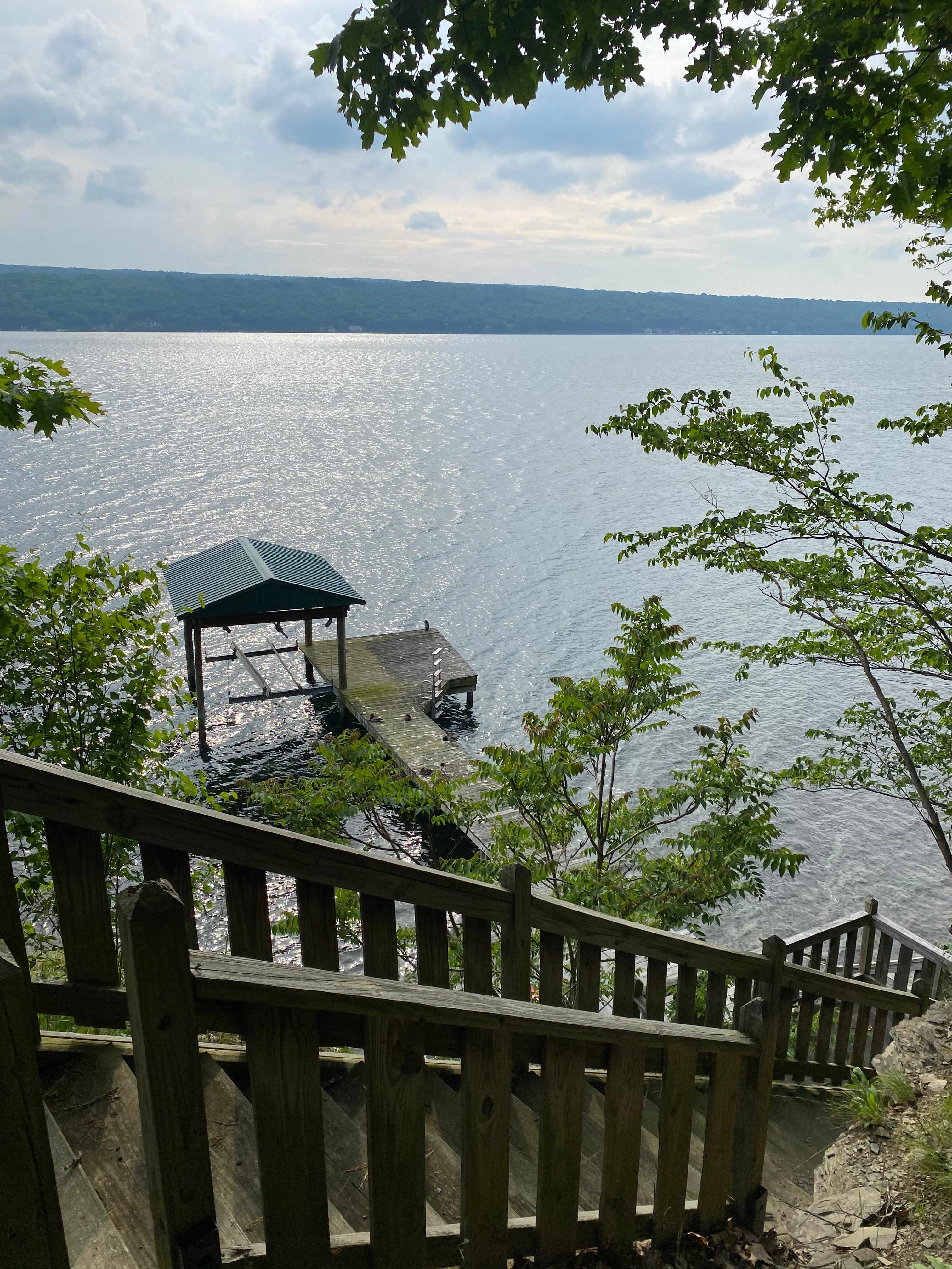 Dock with boat lift on Seneca lake
