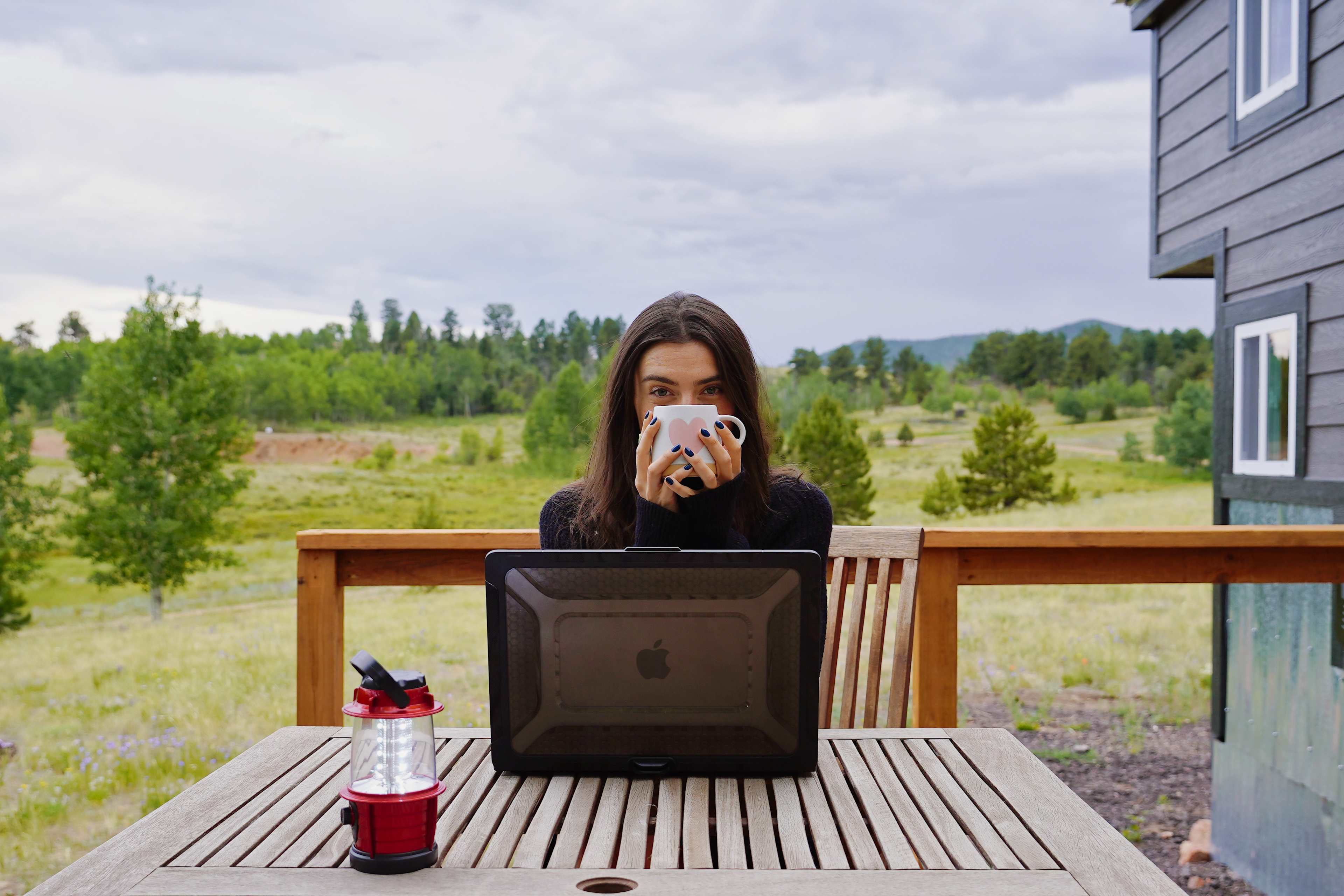A cup of coffee while wrapping up some work connected to the Starlink wifi provided on site. 