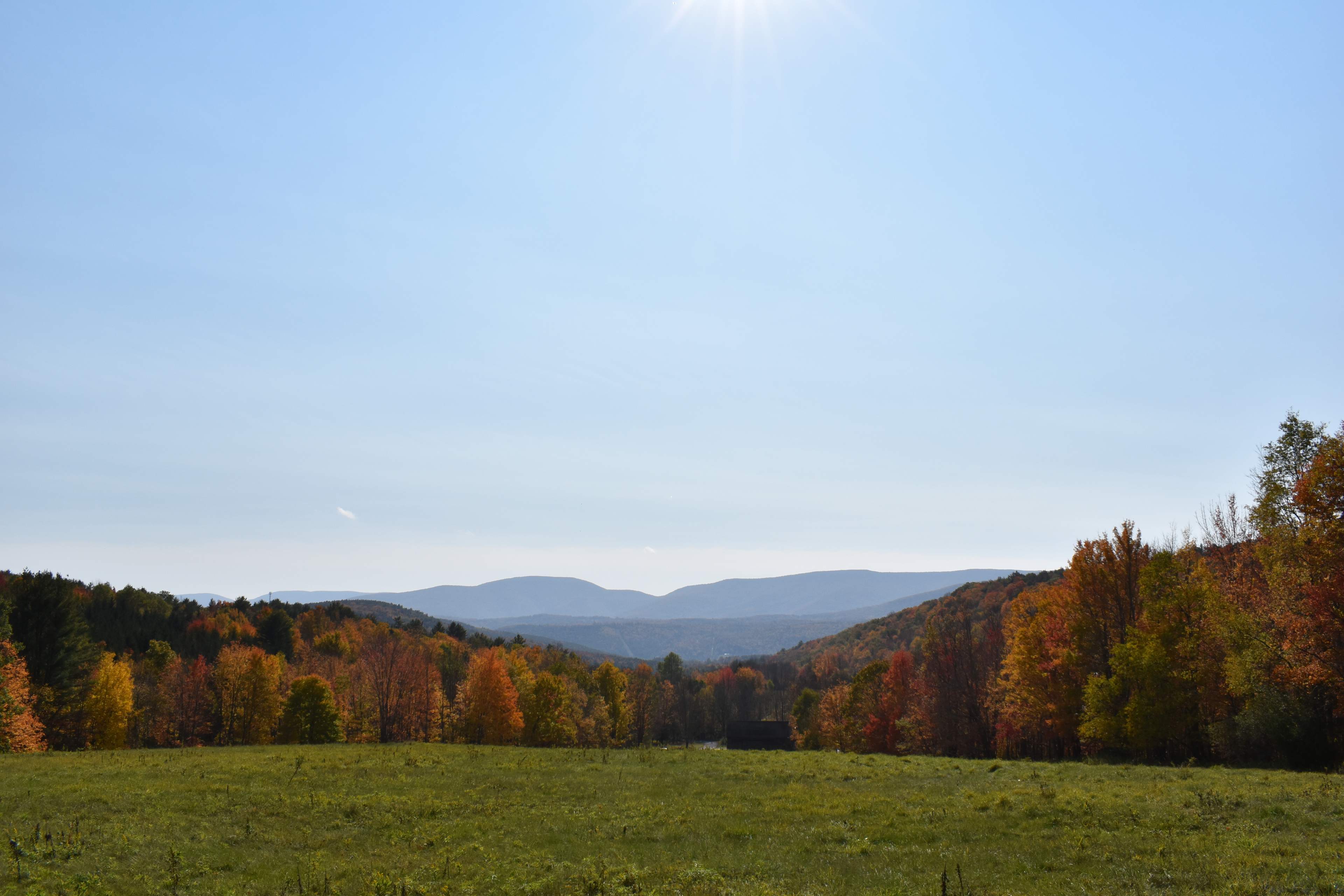Uninterrupted Mountain view from Glamping tents in Fall.