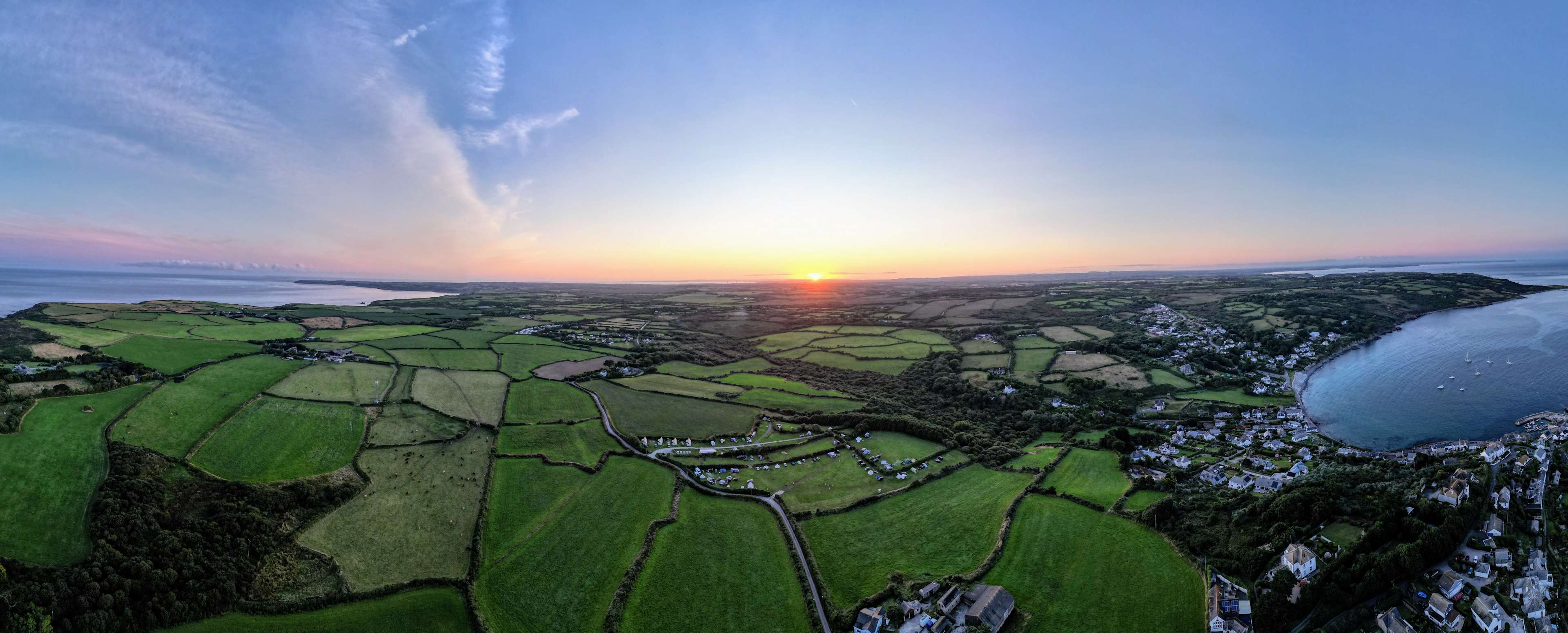 Sunset over Coverack Camping and the Lizard Peninsula