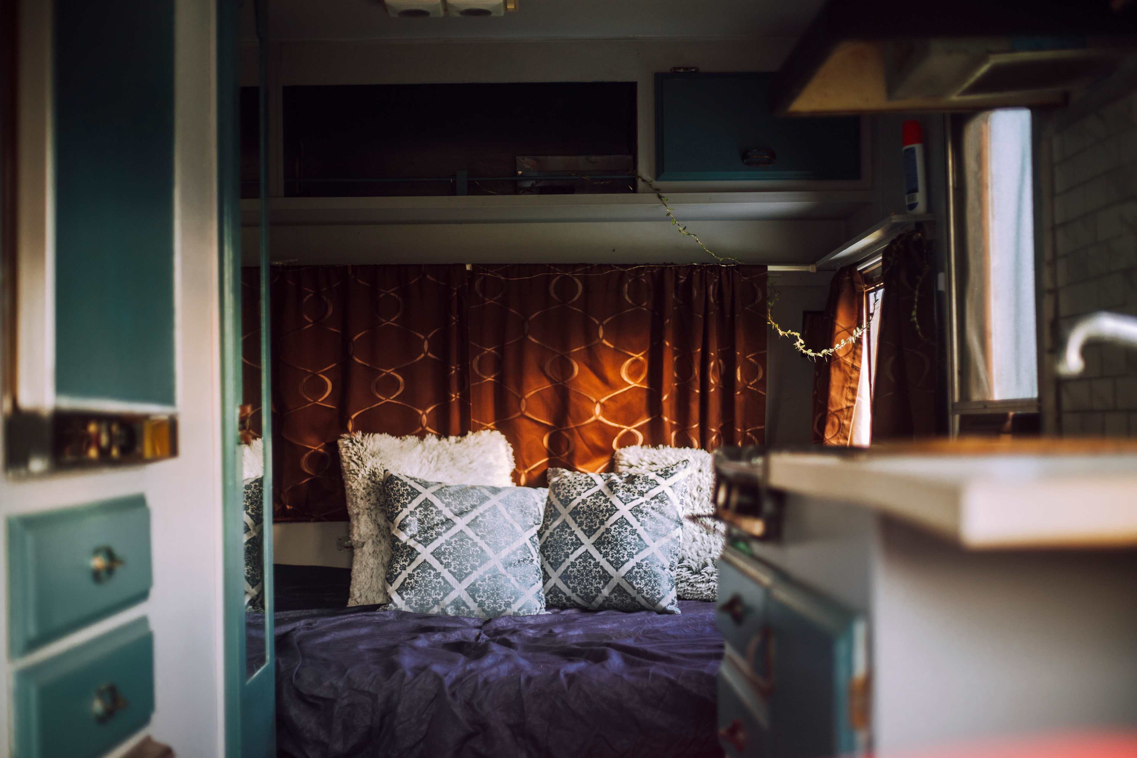 Trailer Mickey interior - don't forget to bring your own linen and cooking equipment!