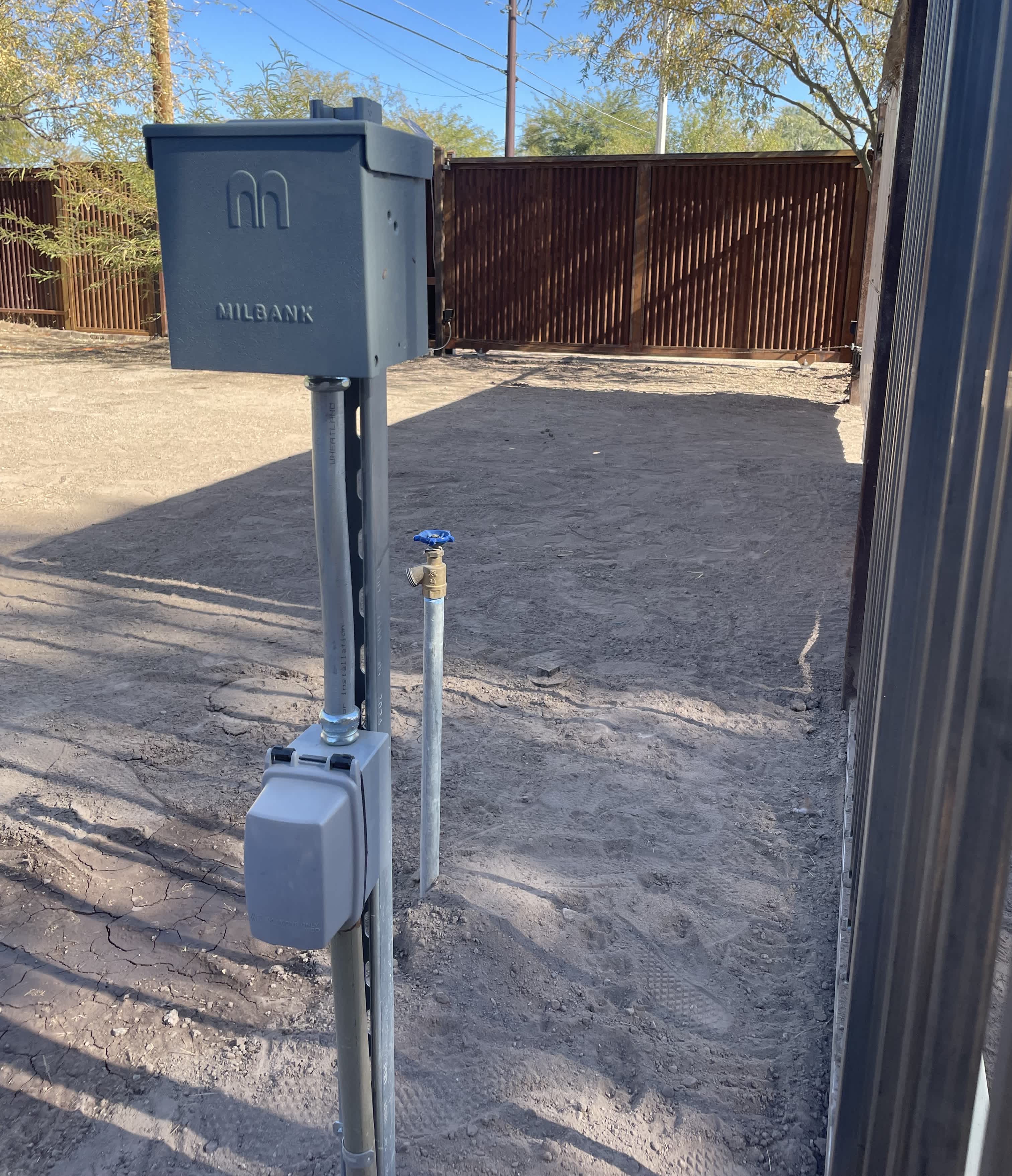 The shadow area here is where your vehicle will be in line with to access utilities.  Utilities provided are electricity, potable water, and sewer.  