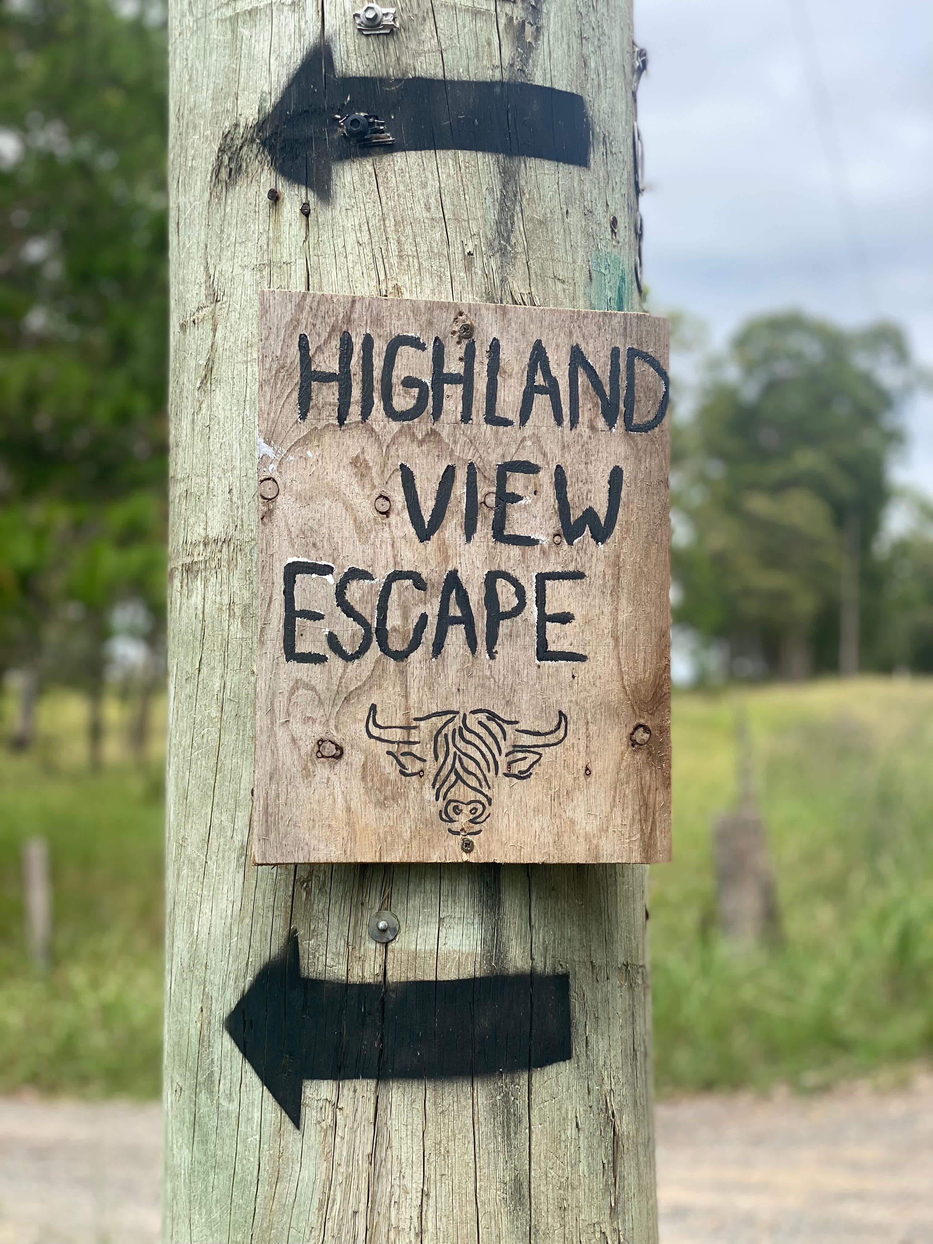 Entry sign to access road