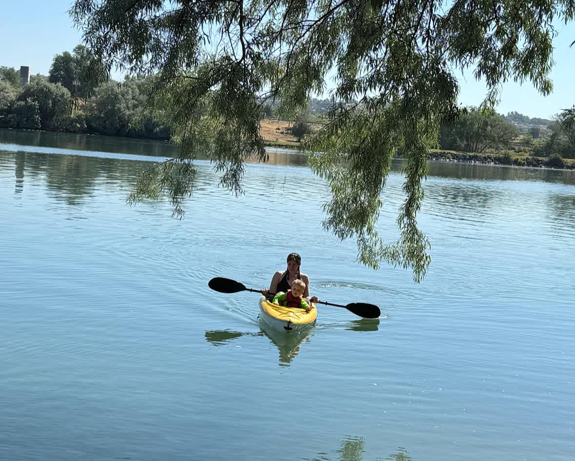 KAYAK THE RIVER. The river is its widest here, so it makes great kayaking/boarding. We rent the kayak and life vests.