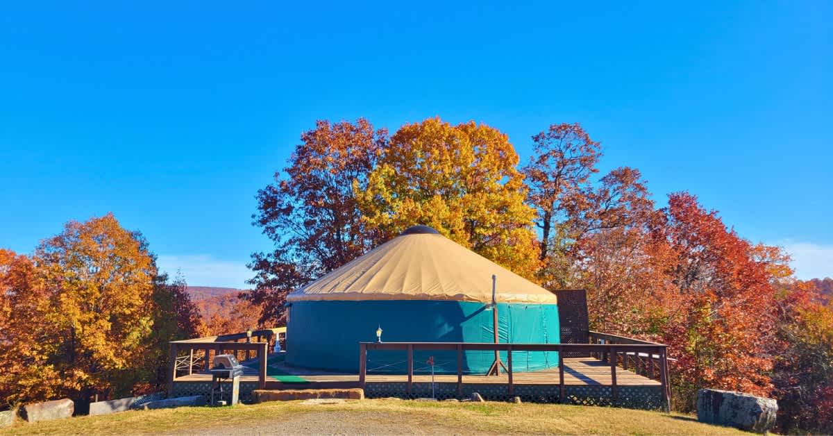 The Sanctuary Suite yurt in the fall.