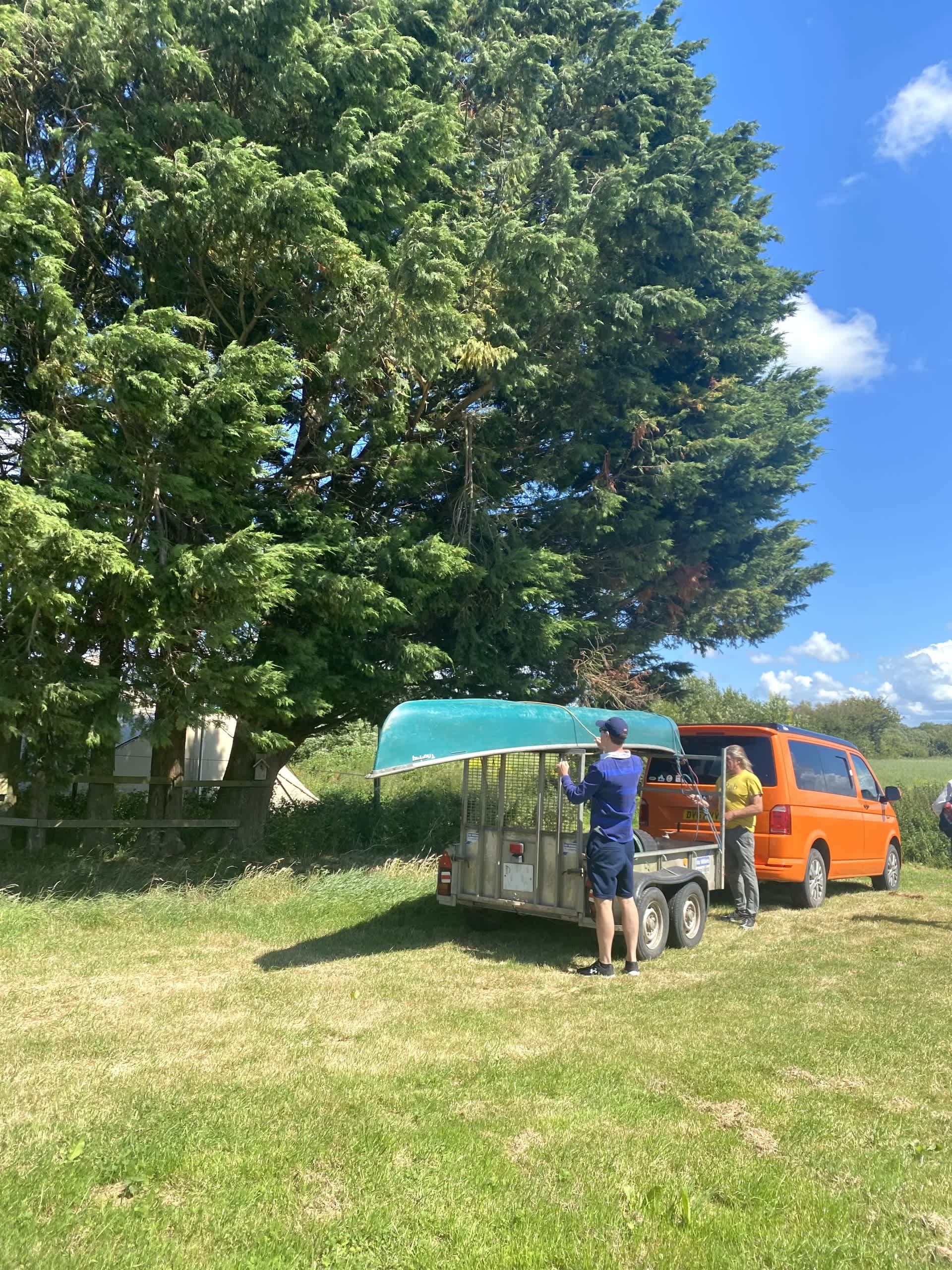 Grass Campsite with wooden jetty access to River Brue