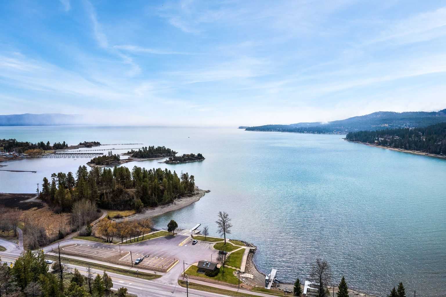 This is a resent view of Somers Bay. In the Fall, the lake levels are lowered. As the snow melts on the mountains, the lake refills in the spring. 