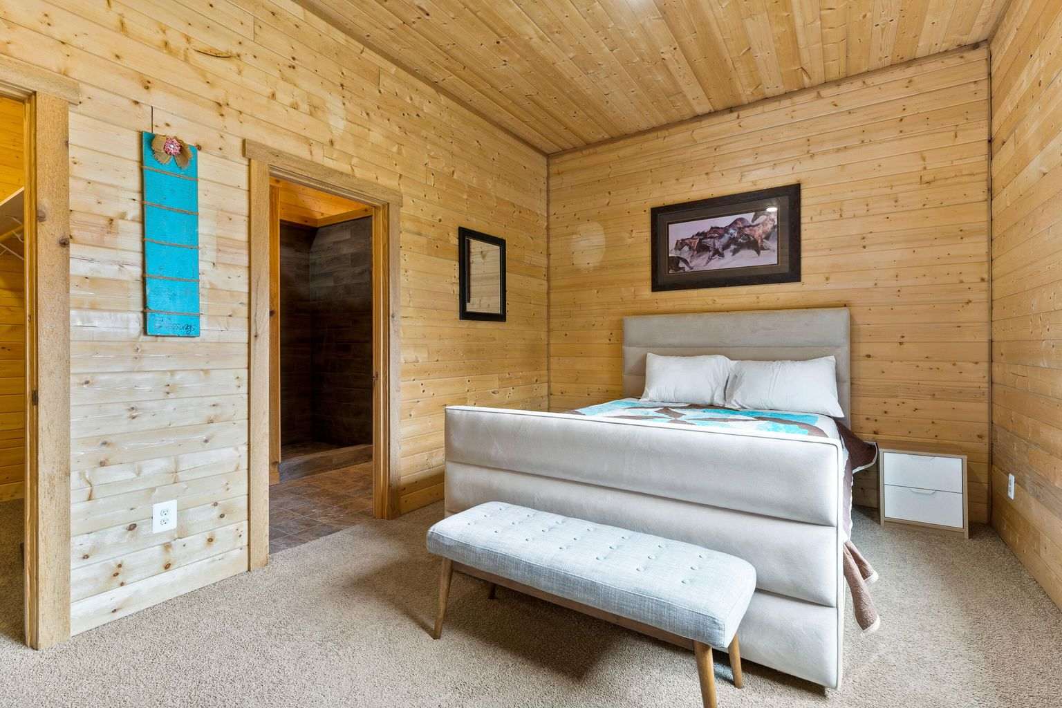 The master closet and bathroom are adjacent. The laundry is in the bathroom. 