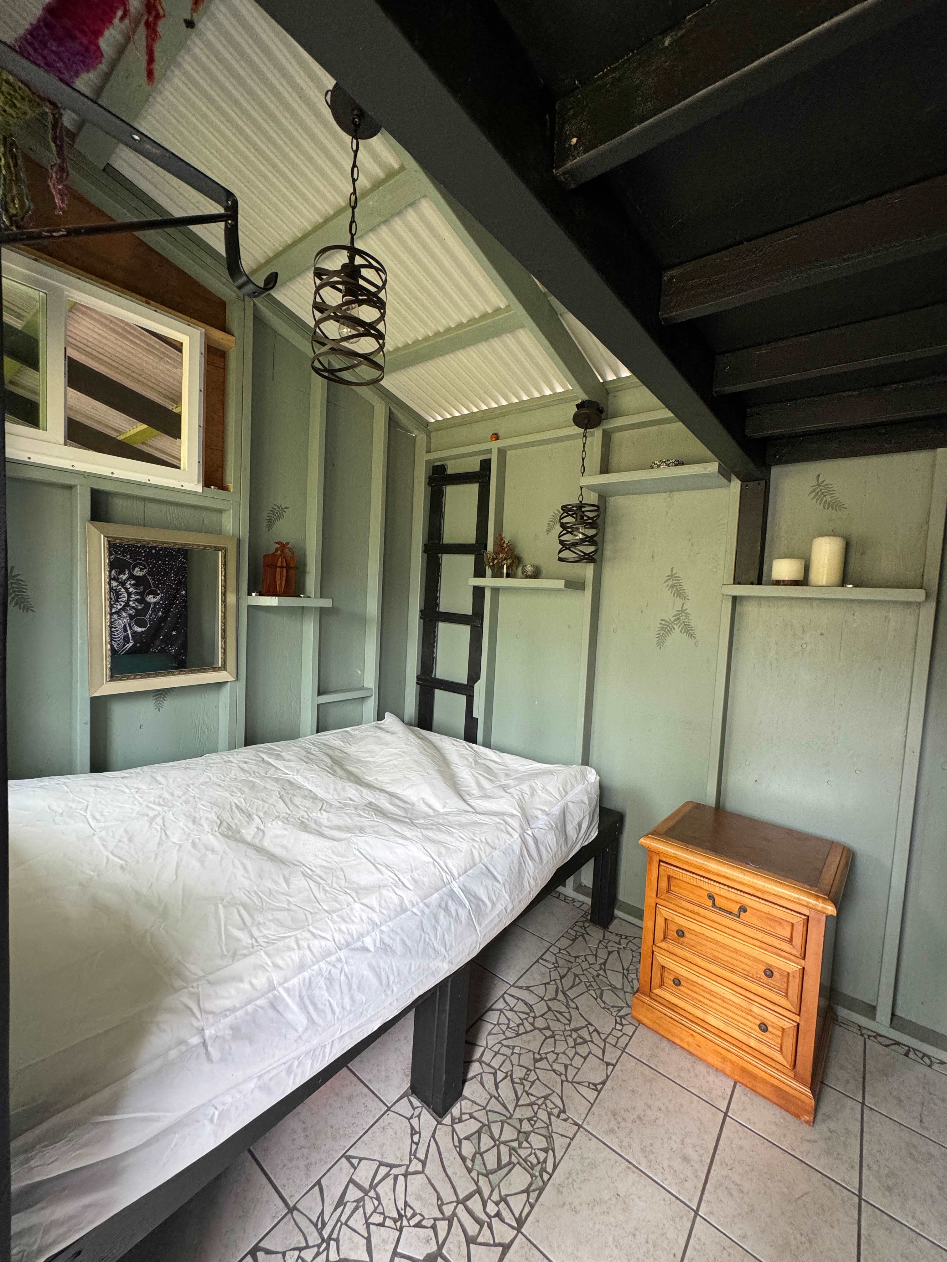 Sleeping space. Sheets and bedding included. 