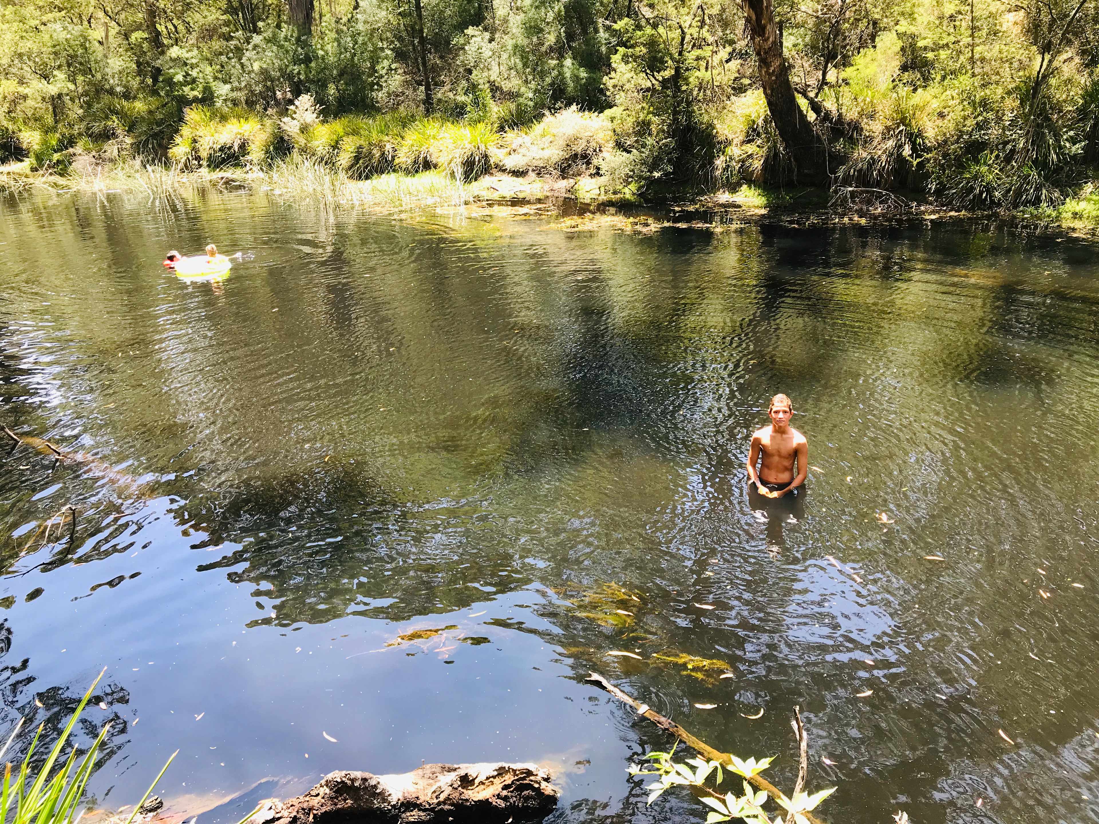 swimming in the river