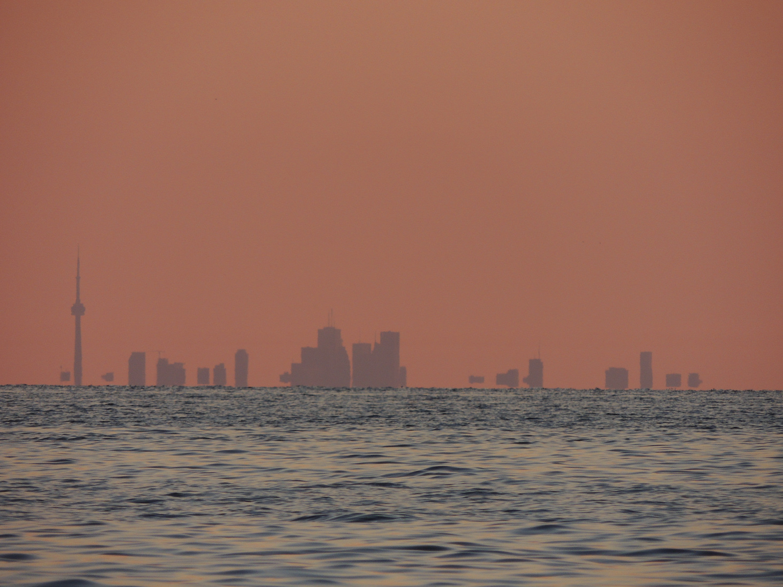 Toronto, across Lake Ontario from Four-Mile Creek State Park Campground.