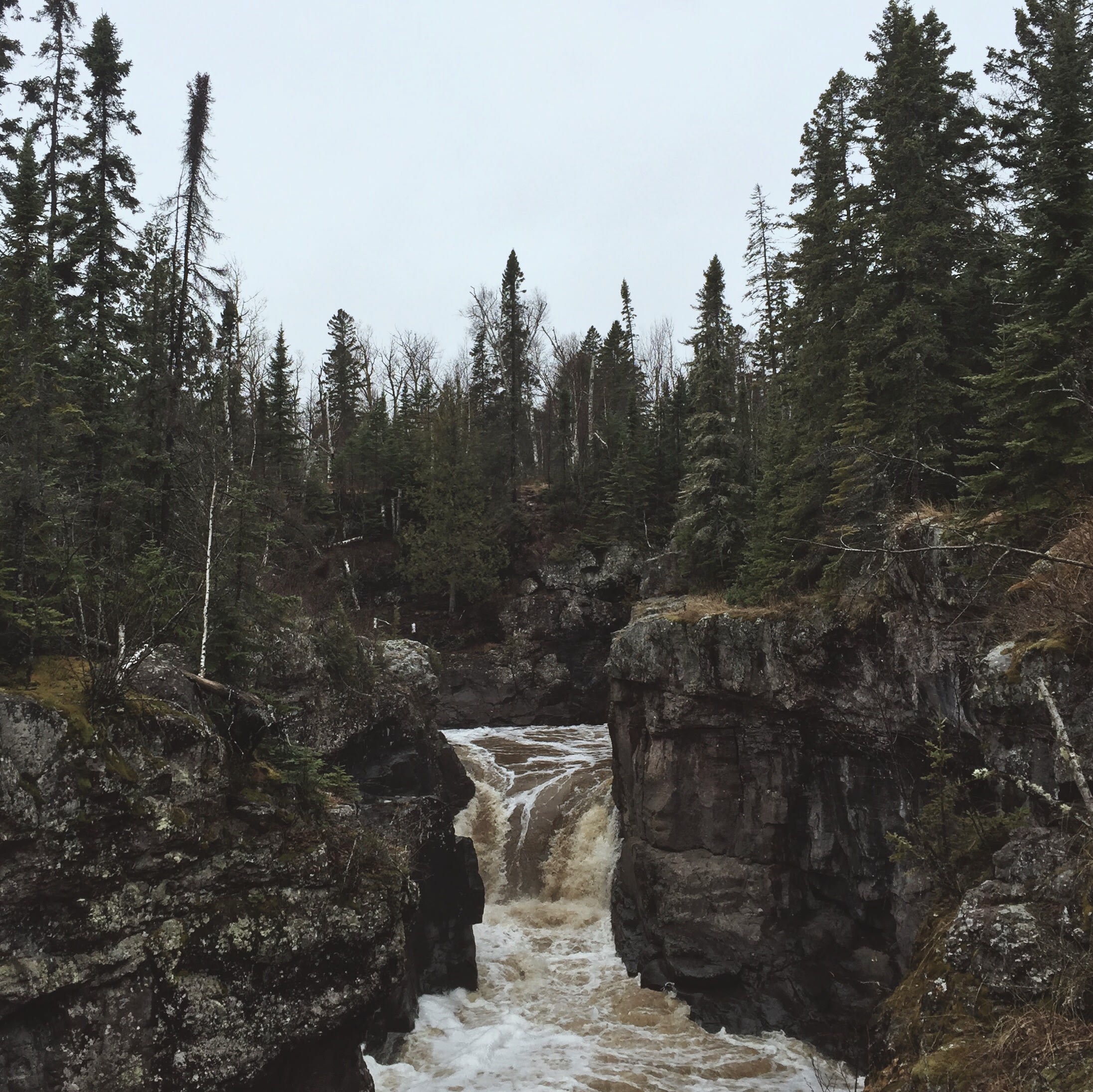 The waterfalls at Temperance River State Park. When the water is high, the falls look quite menacing.