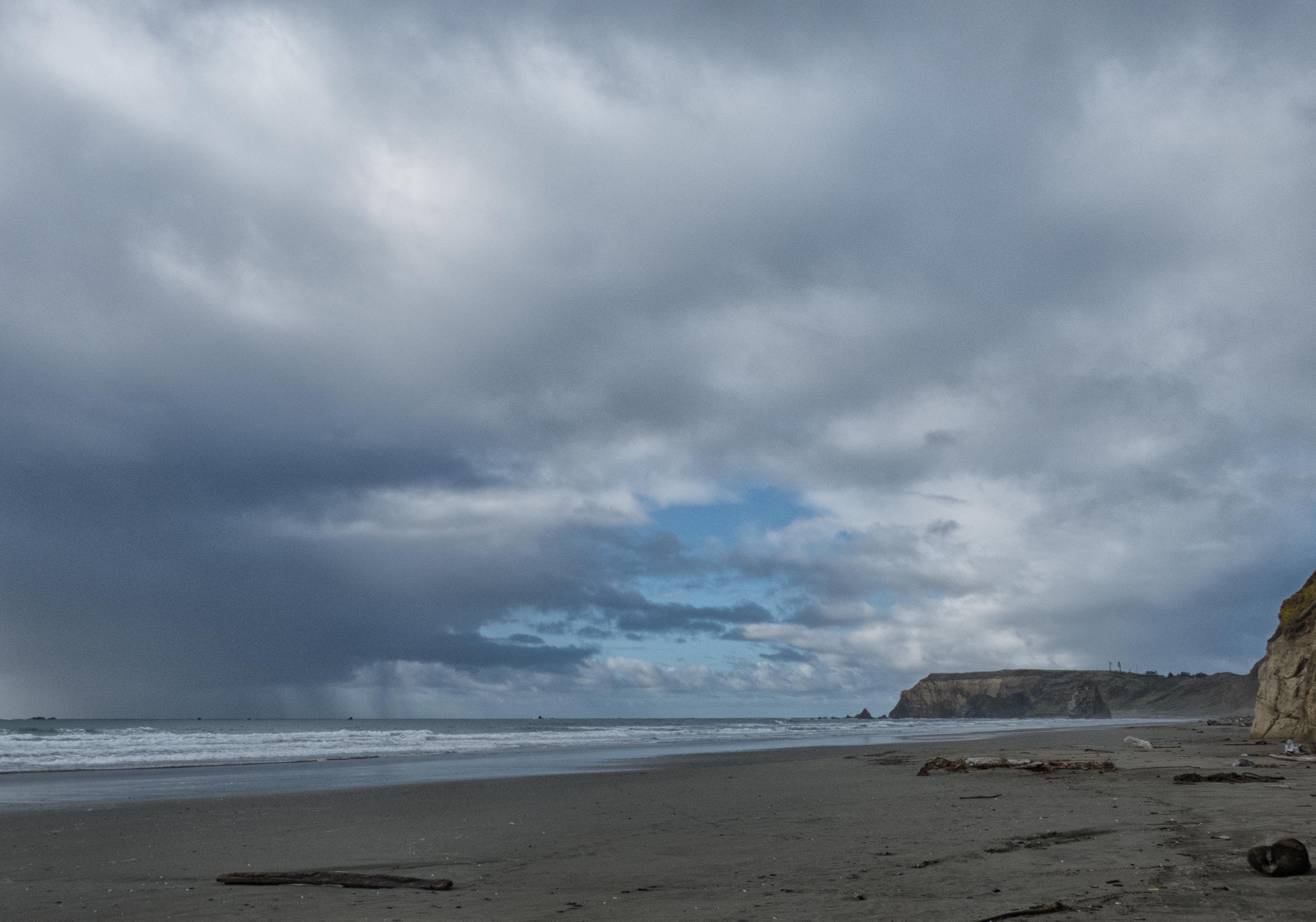 Looking north from beach to lighthouse.