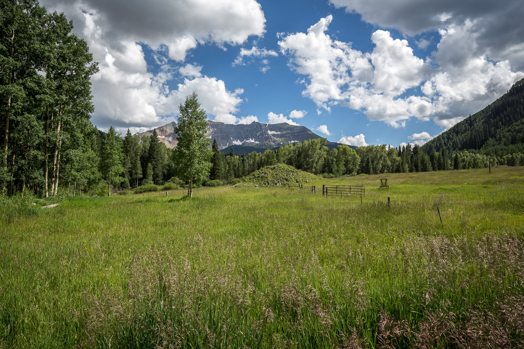 View from parking lot looking opposite of the cabin. 